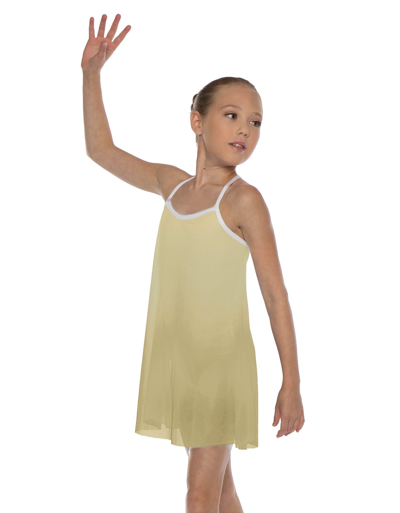 Solid Short Polychiffon Dress with White Lycra Body