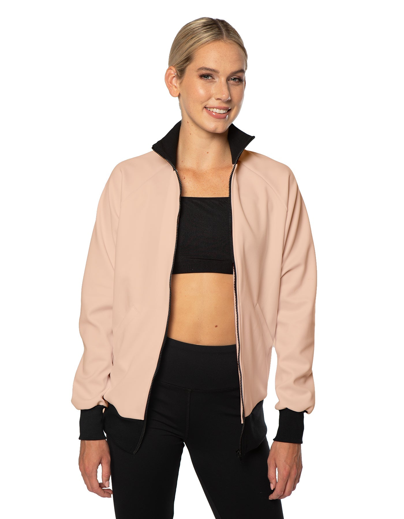 Solid Pique High Collar Jockey Jacket No Pocket