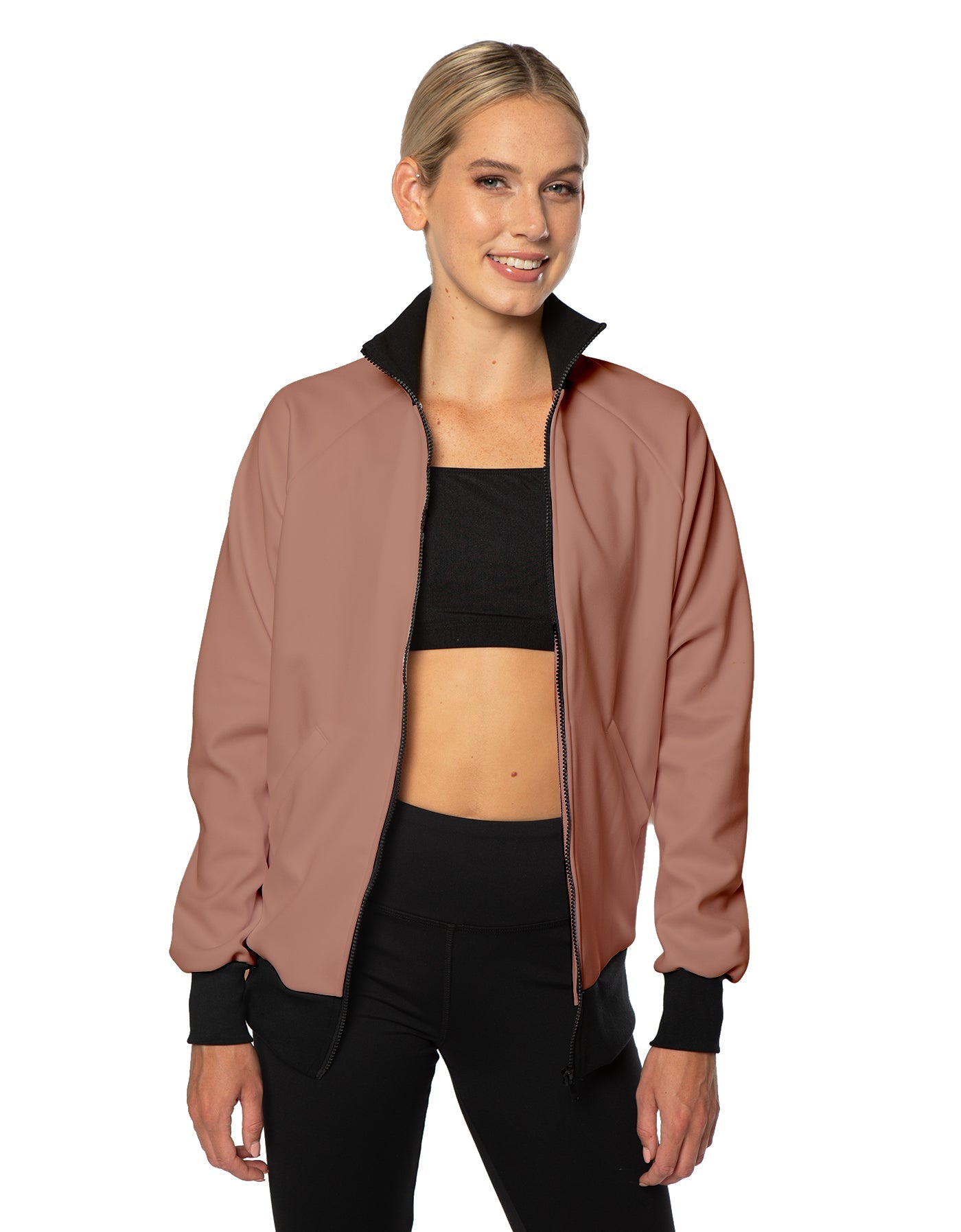 Solid Pique High Collar Jockey Jacket No Pocket