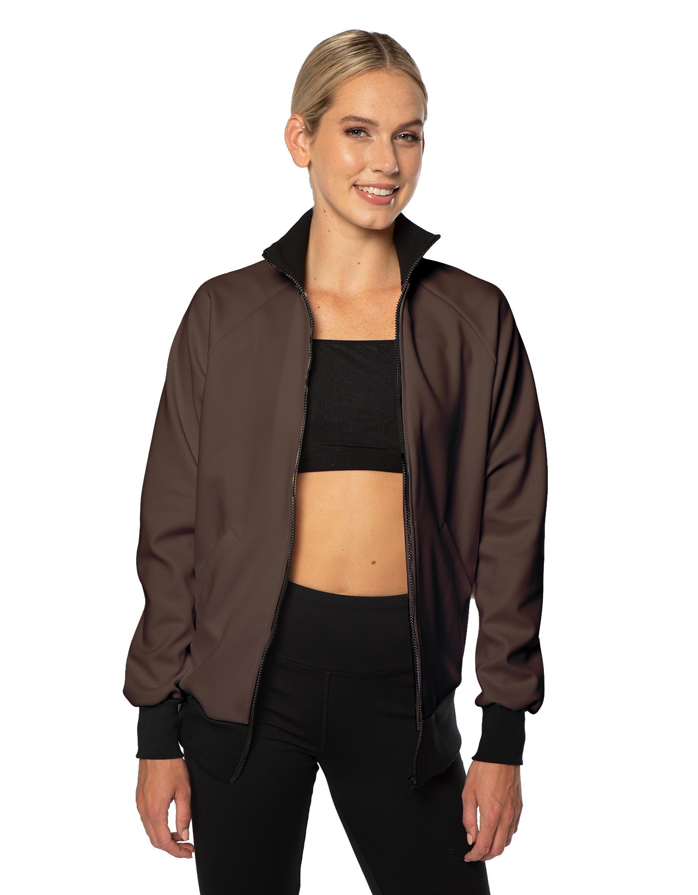 Solid Pique High Collar Jockey Jacket No Pocket