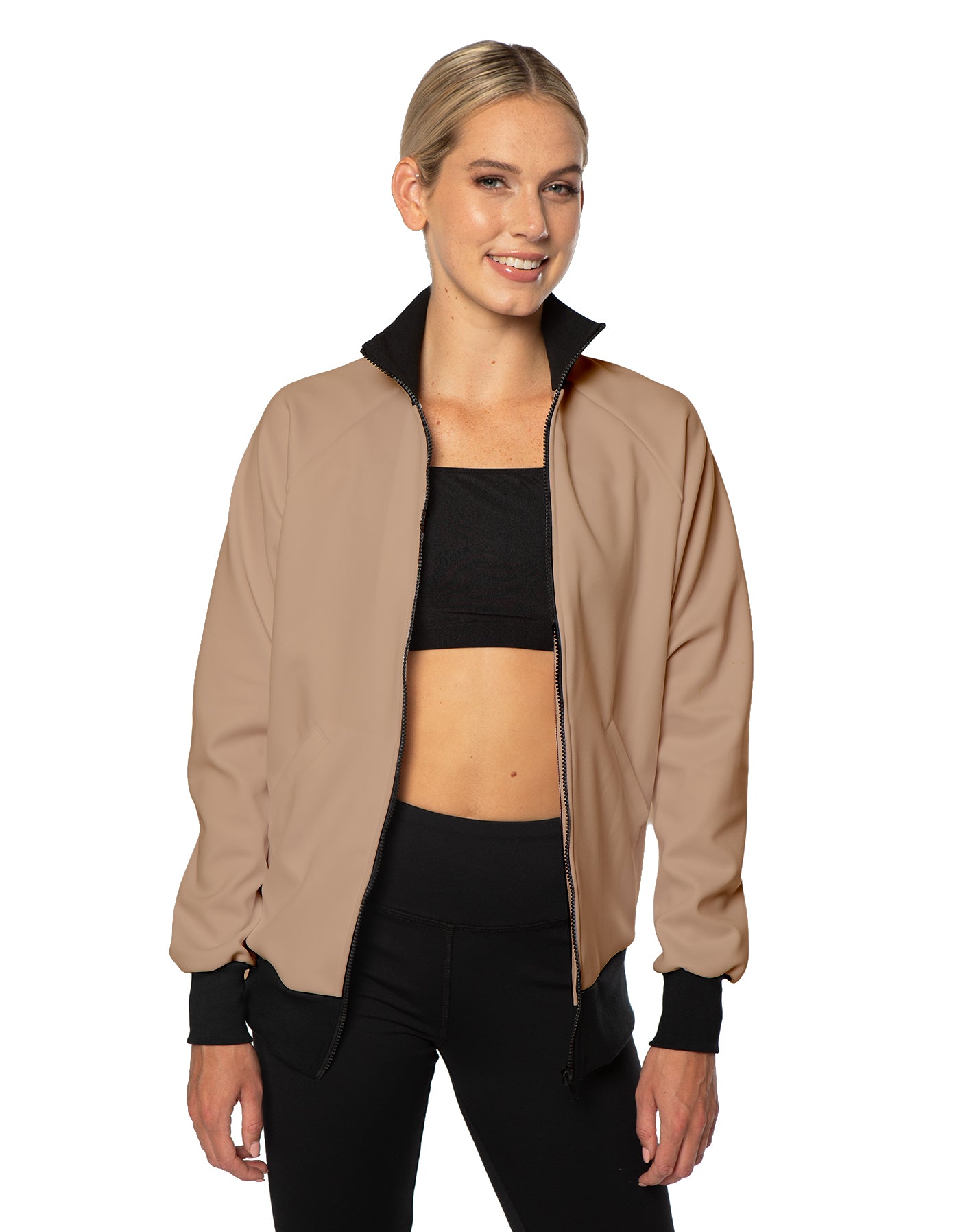 Solid Pique High Collar Jockey Jacket No Pocket