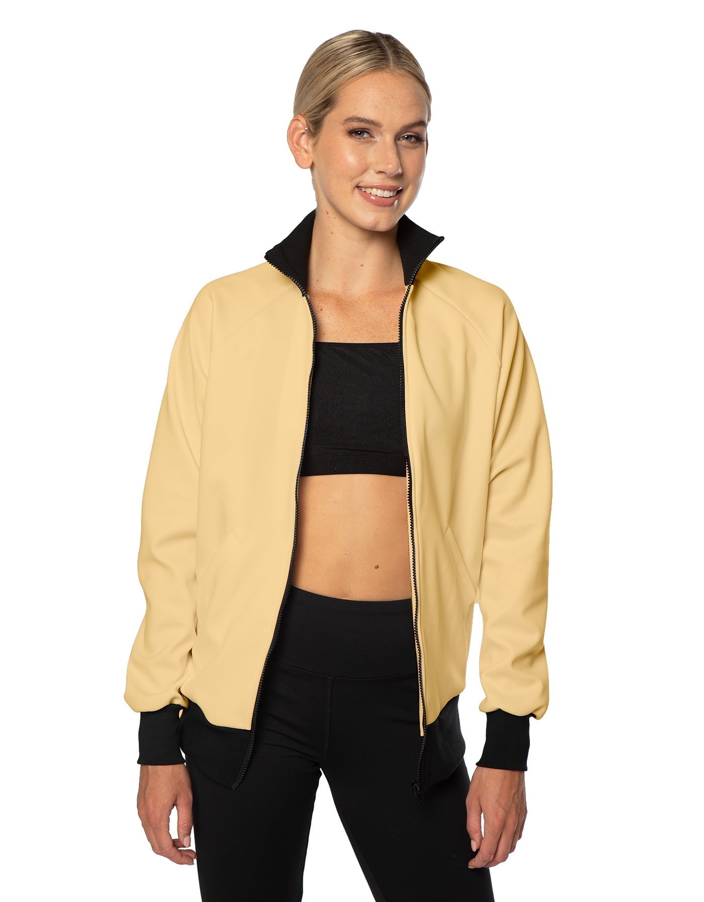Solid Pique High Collar Jockey Jacket No Pocket