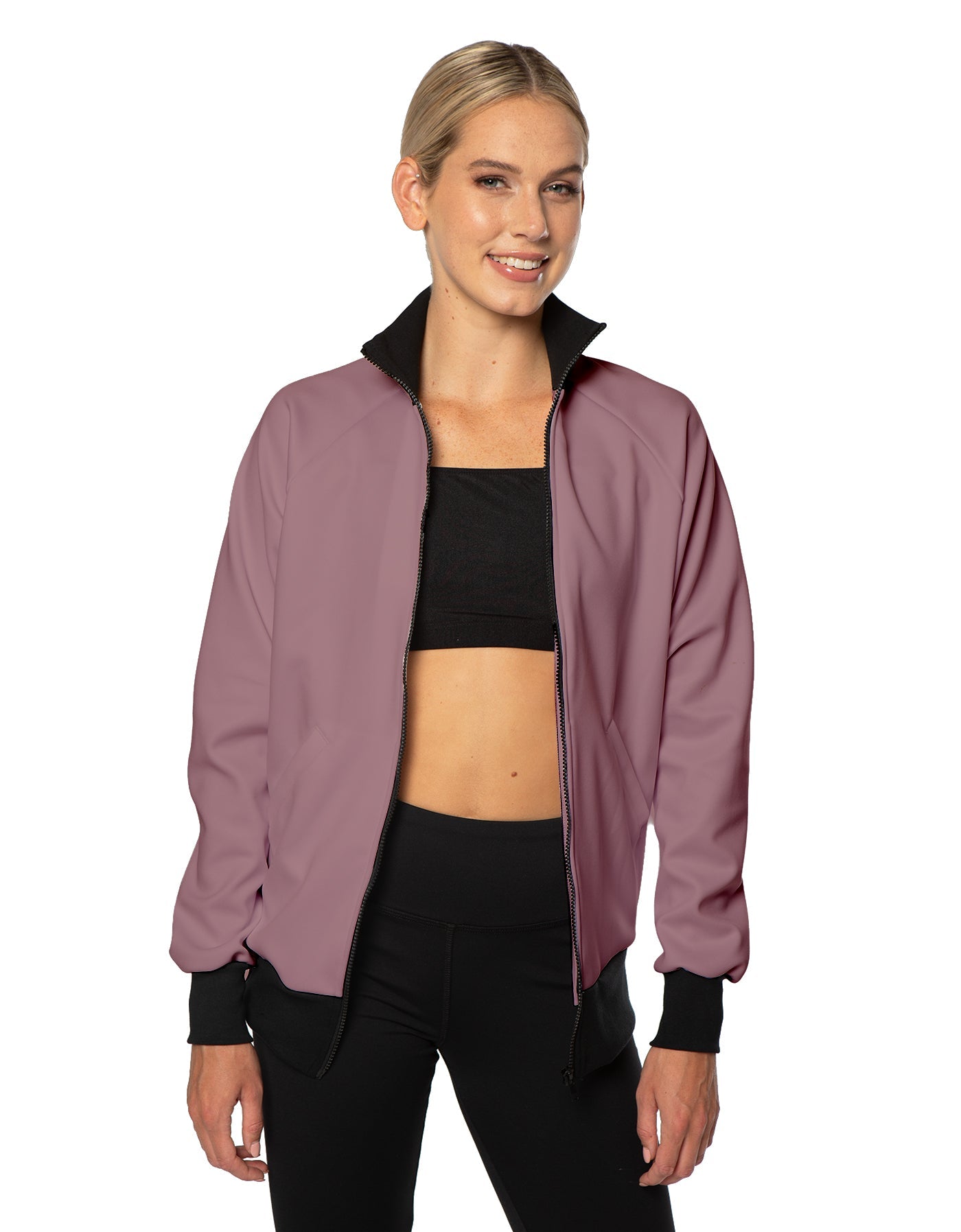 Solid Pique High Collar Jockey Jacket No Pocket