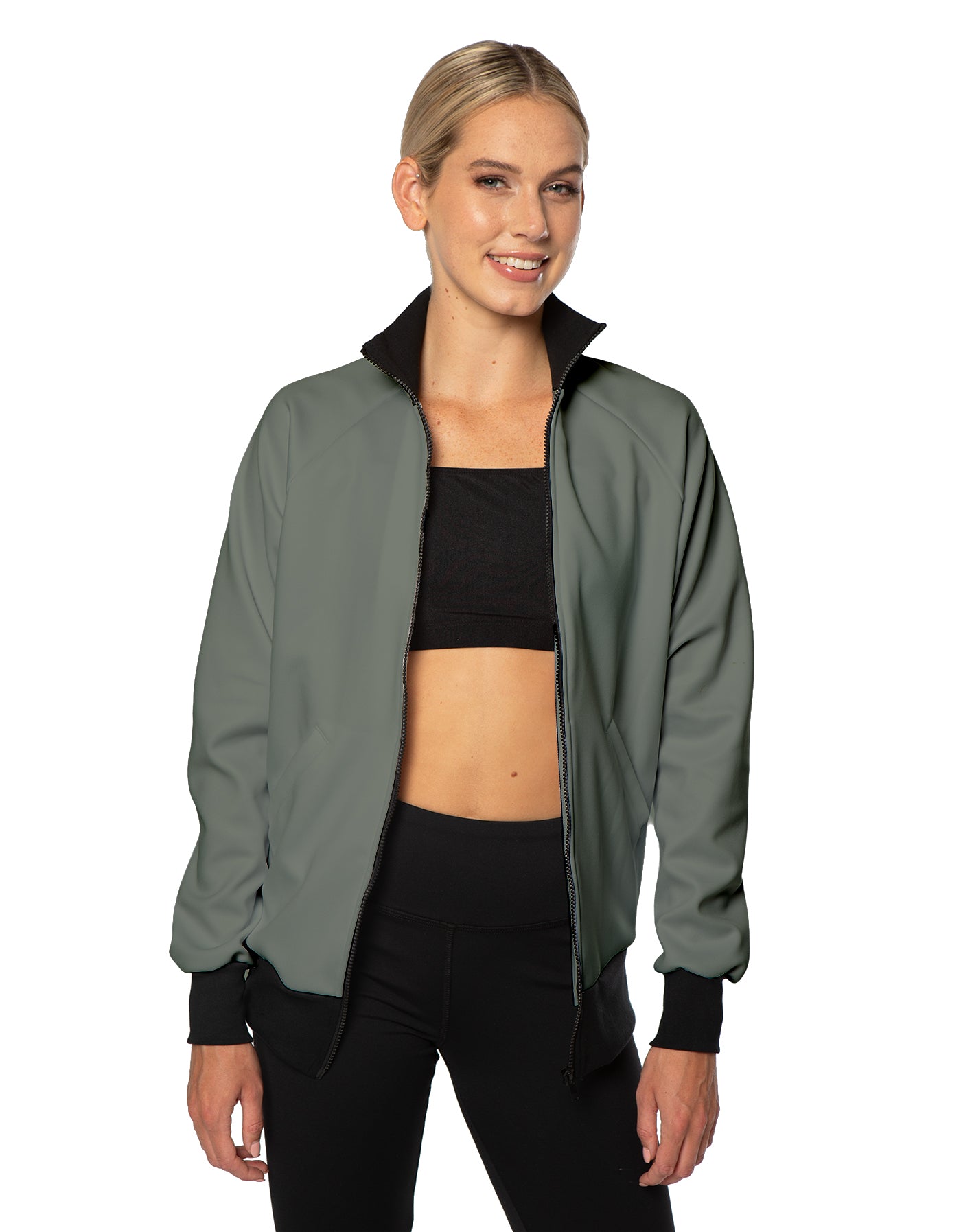 Solid Pique High Collar Jockey Jacket No Pocket