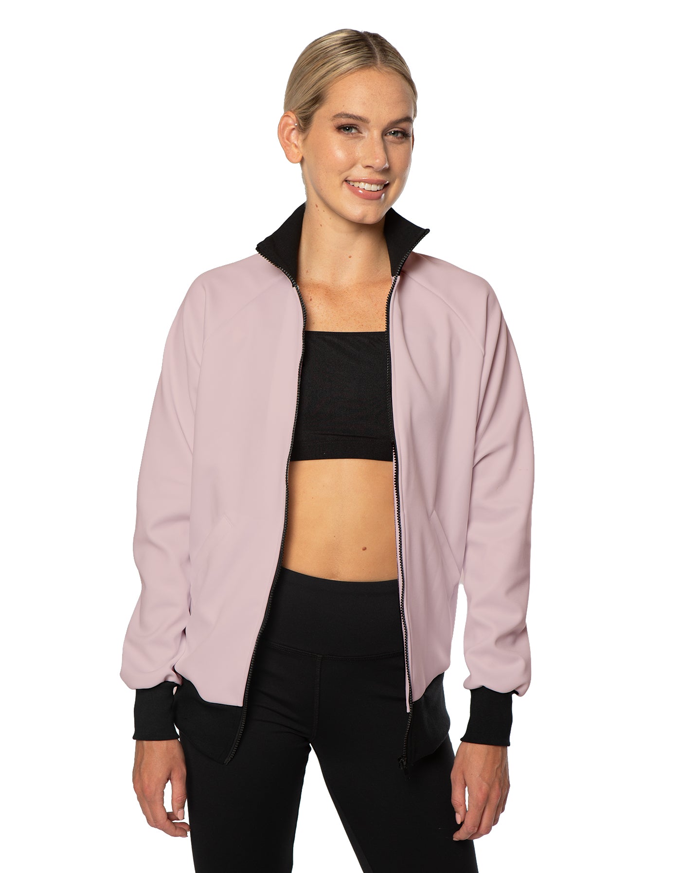 Solid Pique High Collar Jockey Jacket No Pocket