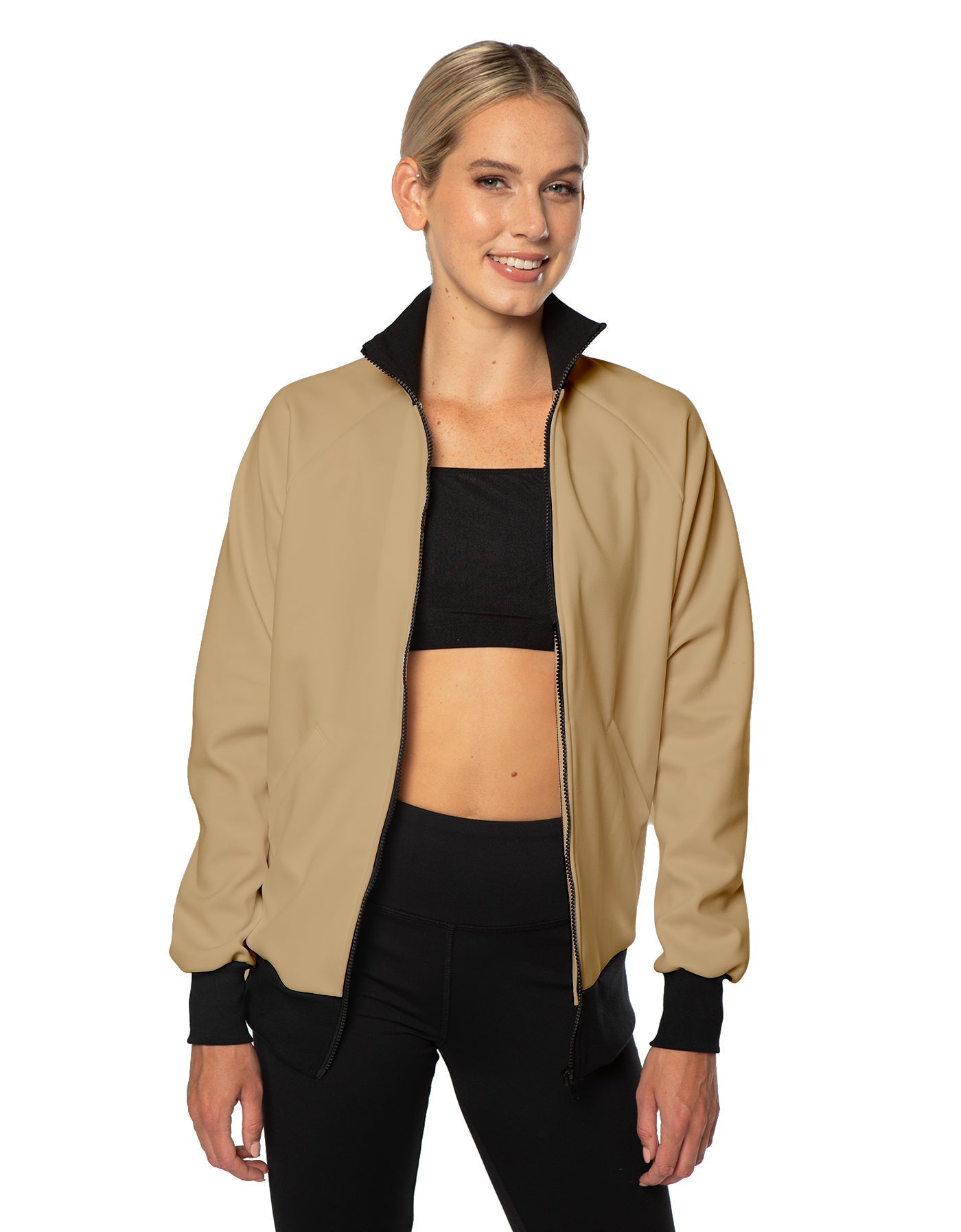 Solid Pique High Collar Jockey Jacket No Pocket