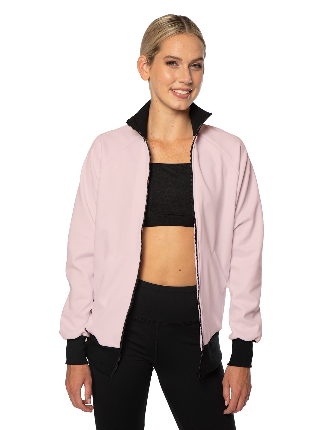 Solid Pique High Collar Jockey Jacket No Pocket