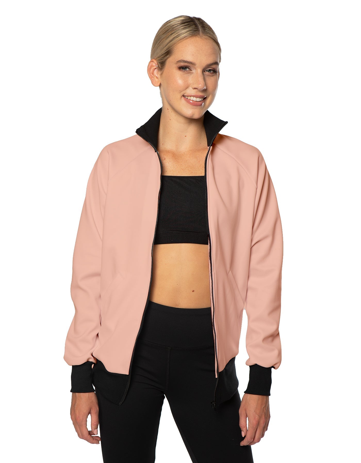 Solid Pique High Collar Jockey Jacket No Pocket