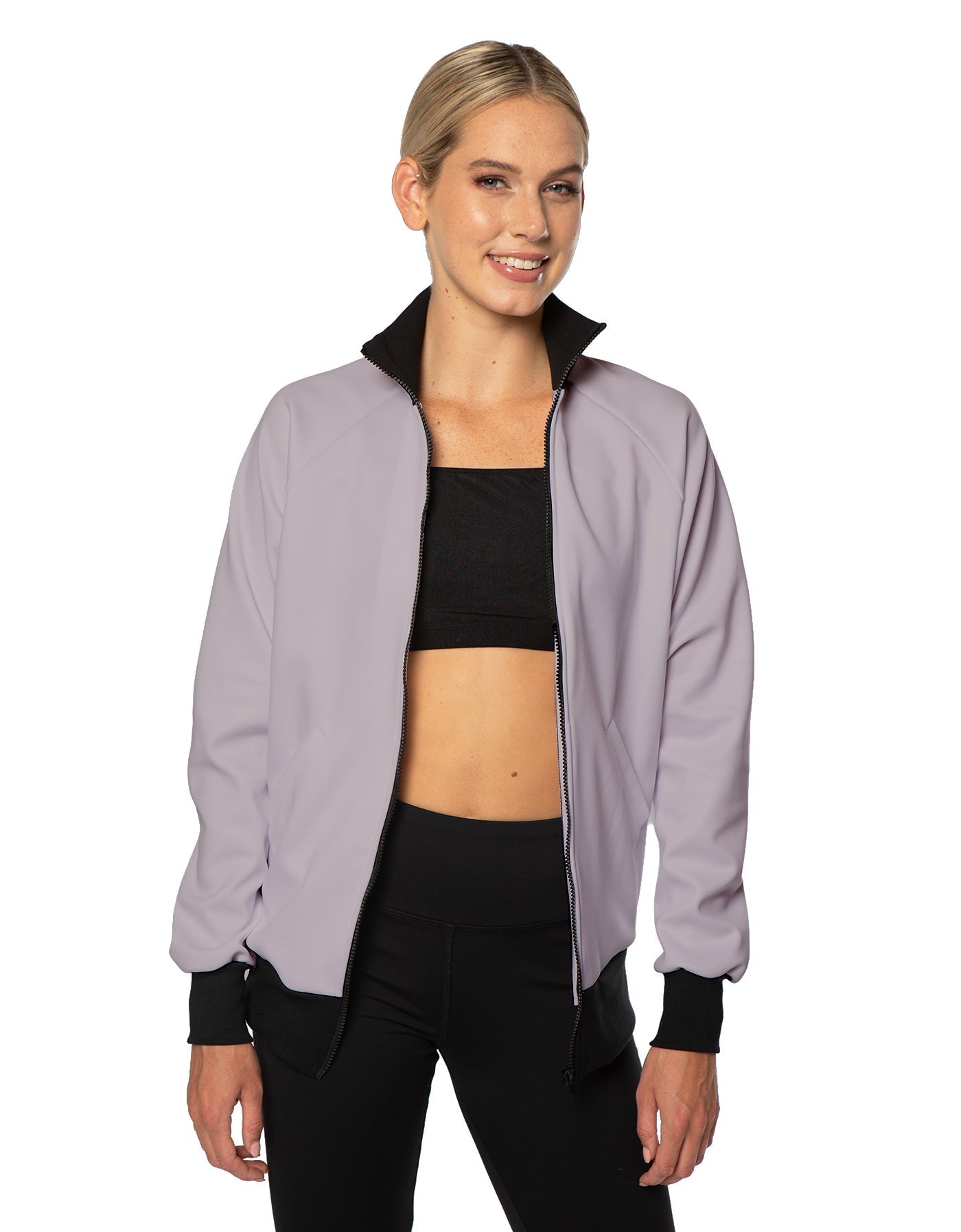 Solid Pique High Collar Jockey Jacket No Pocket