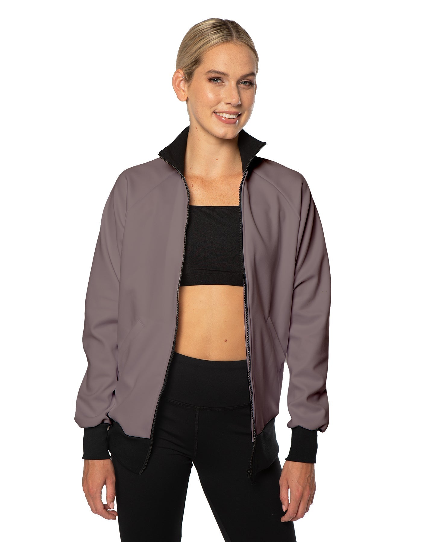 Solid Pique High Collar Jockey Jacket No Pocket