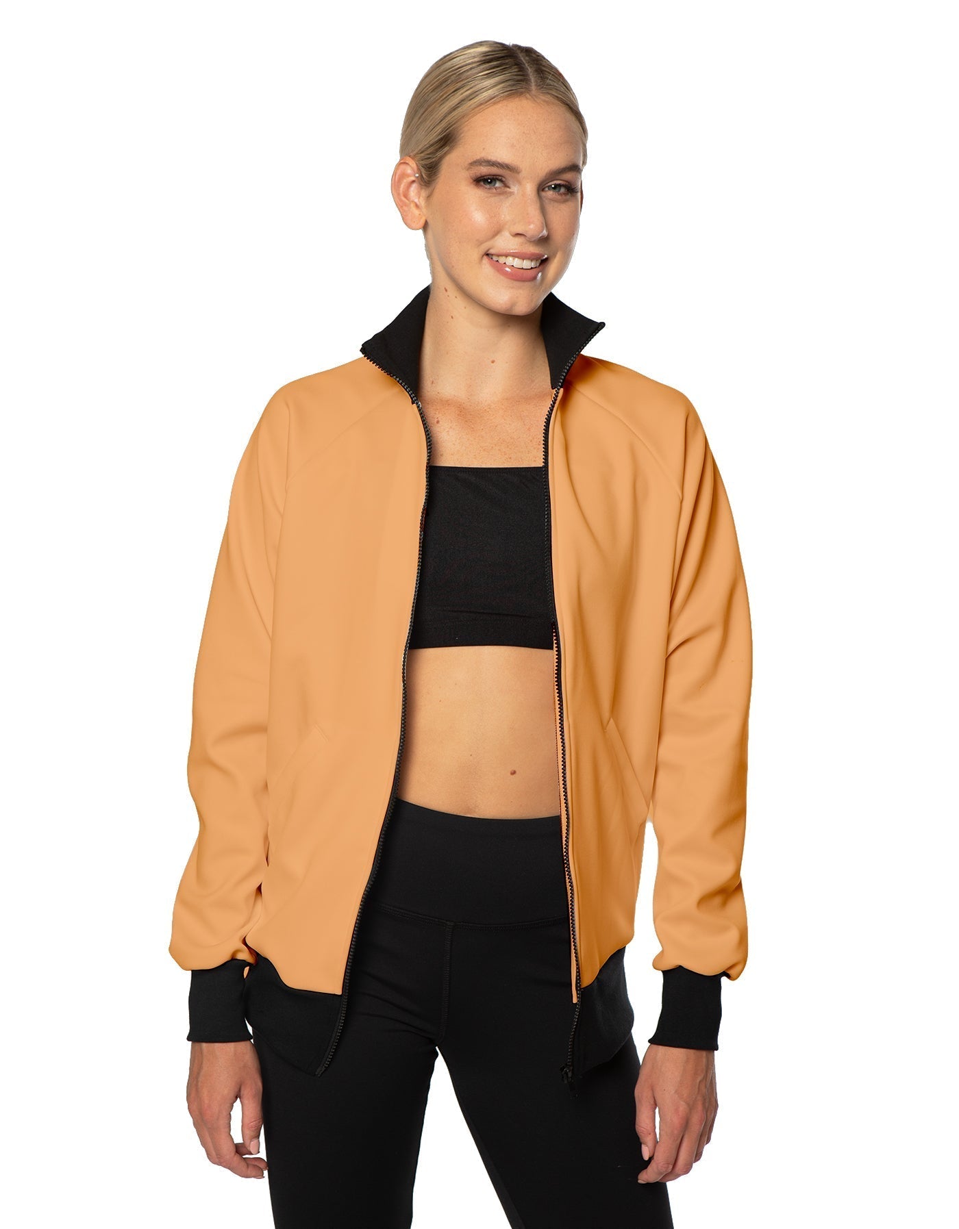 Solid Pique High Collar Jockey Jacket No Pocket