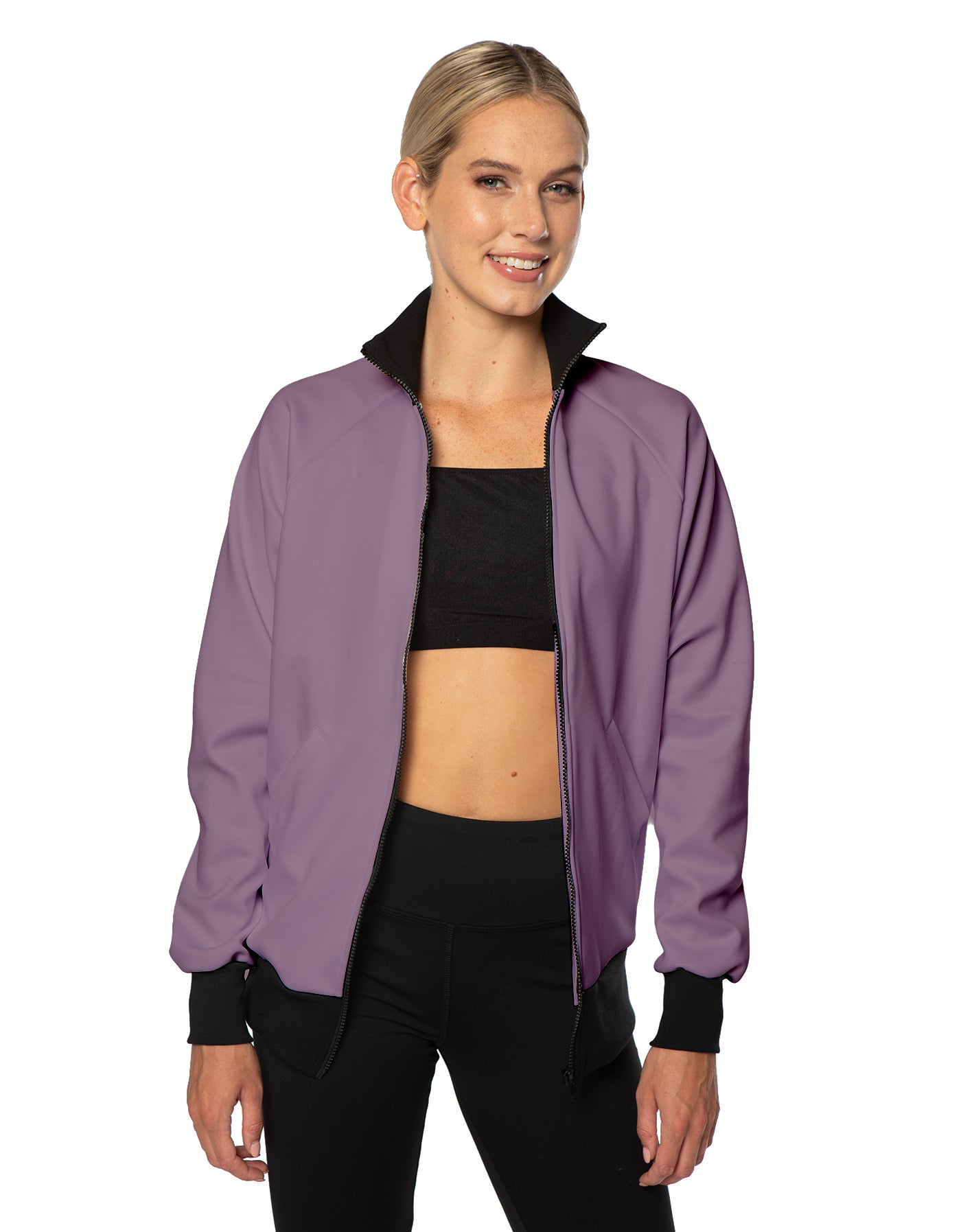 Solid Pique High Collar Jockey Jacket No Pocket
