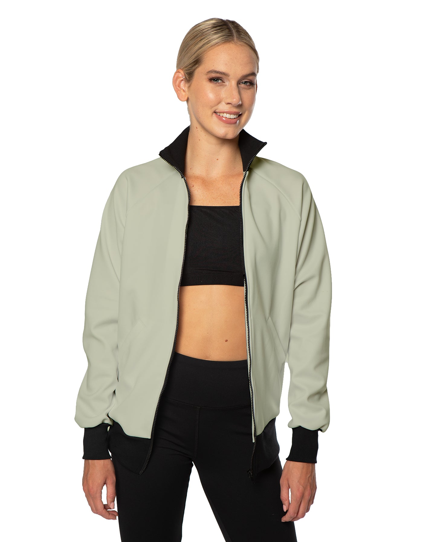 Solid Pique High Collar Jockey Jacket No Pocket