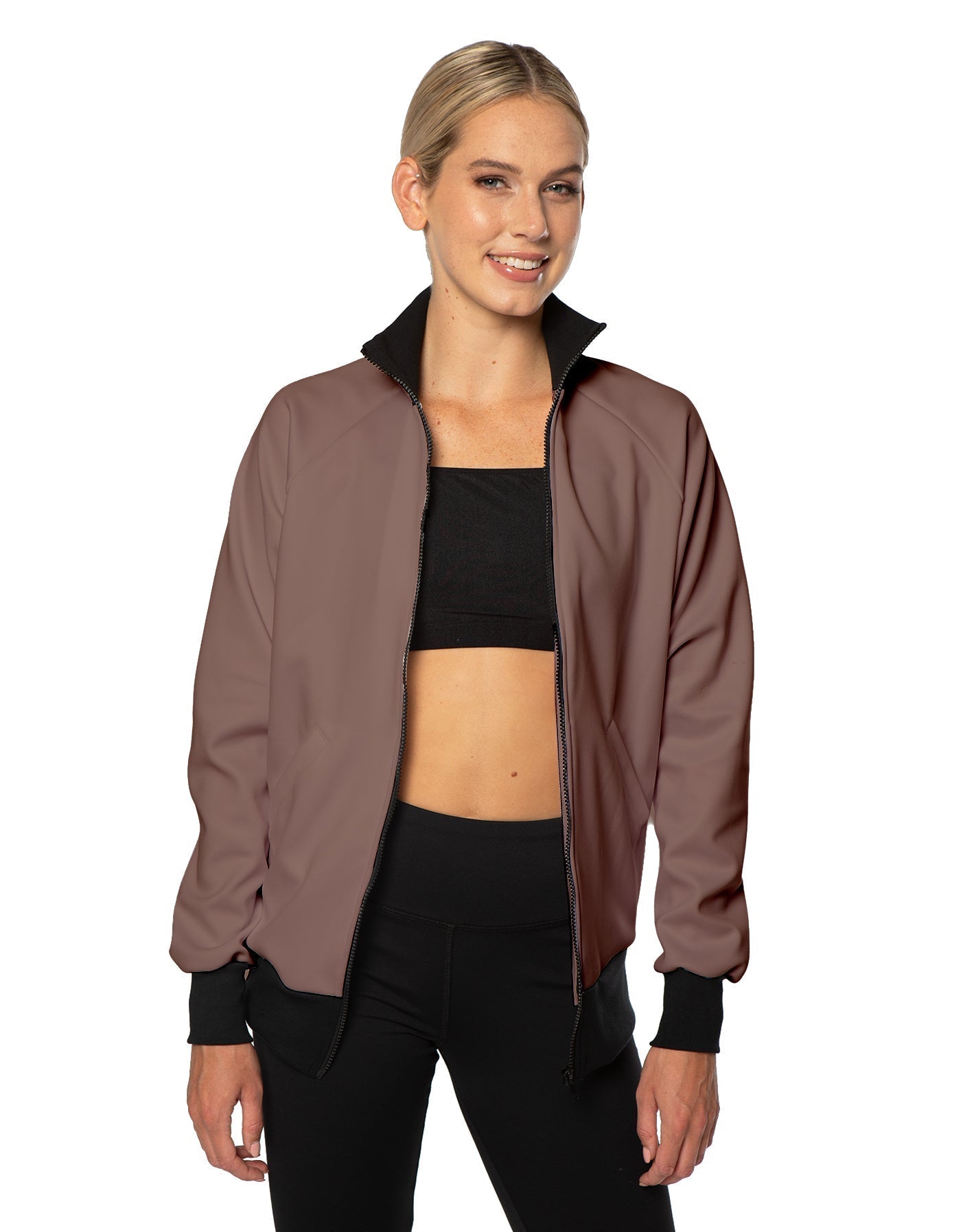 Solid Pique High Collar Jockey Jacket No Pocket