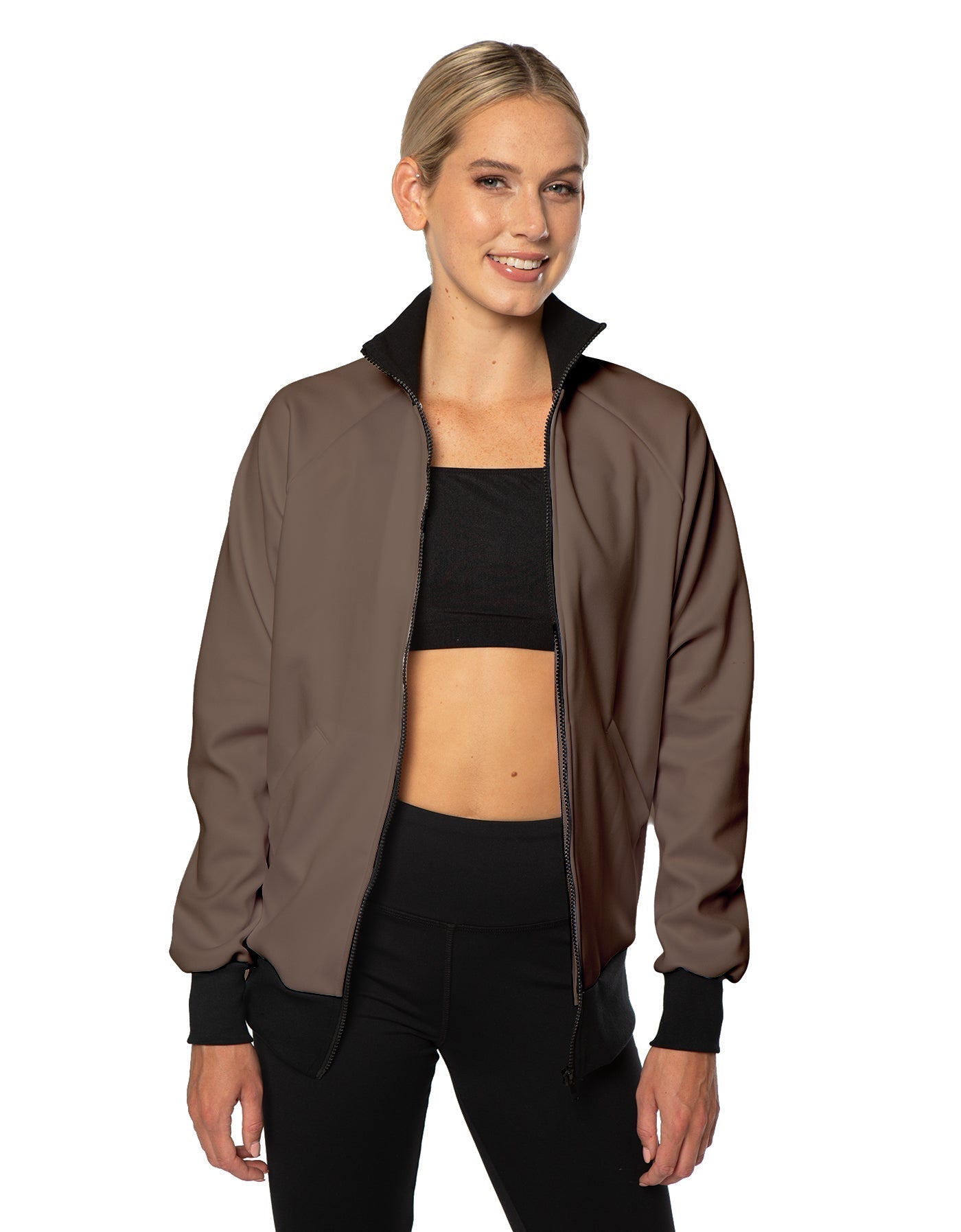 Solid Pique High Collar Jockey Jacket No Pocket