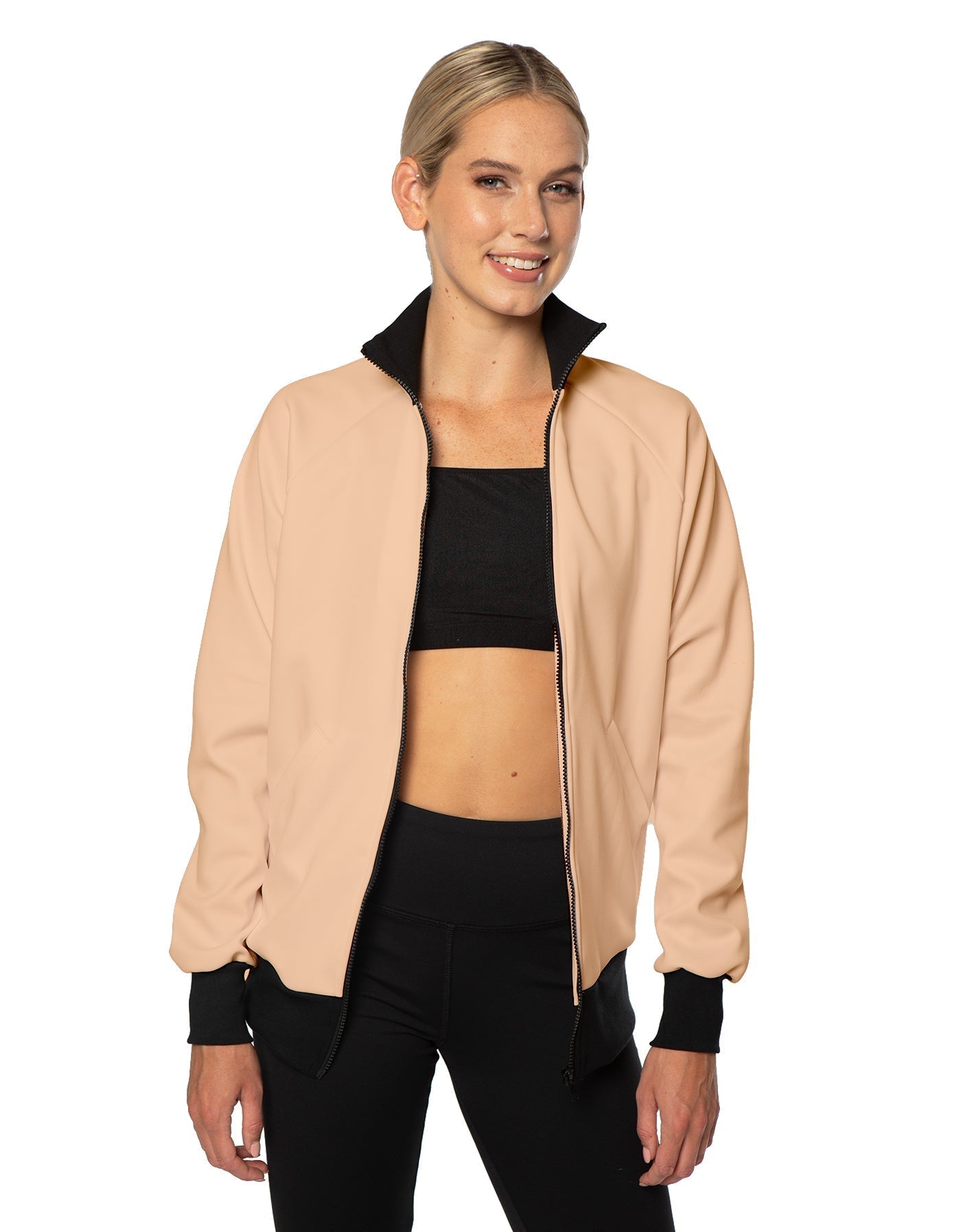 Solid Pique High Collar Jockey Jacket No Pocket