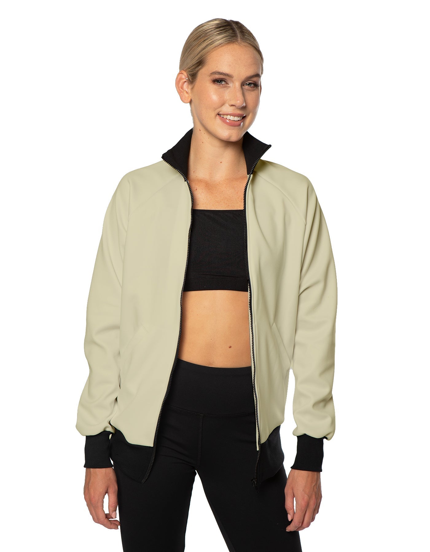 Solid Pique High Collar Jockey Jacket No Pocket