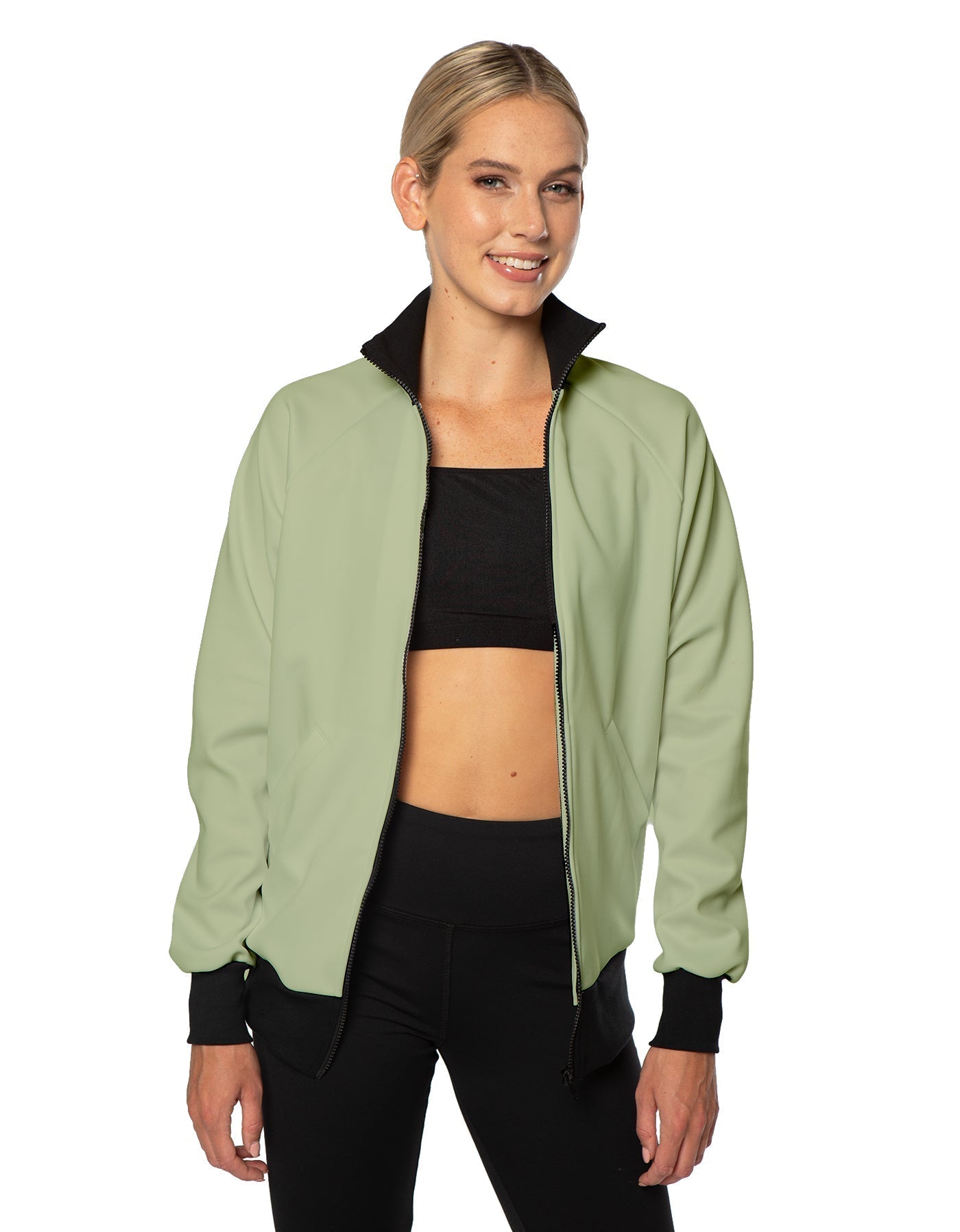 Solid Pique High Collar Jockey Jacket No Pocket