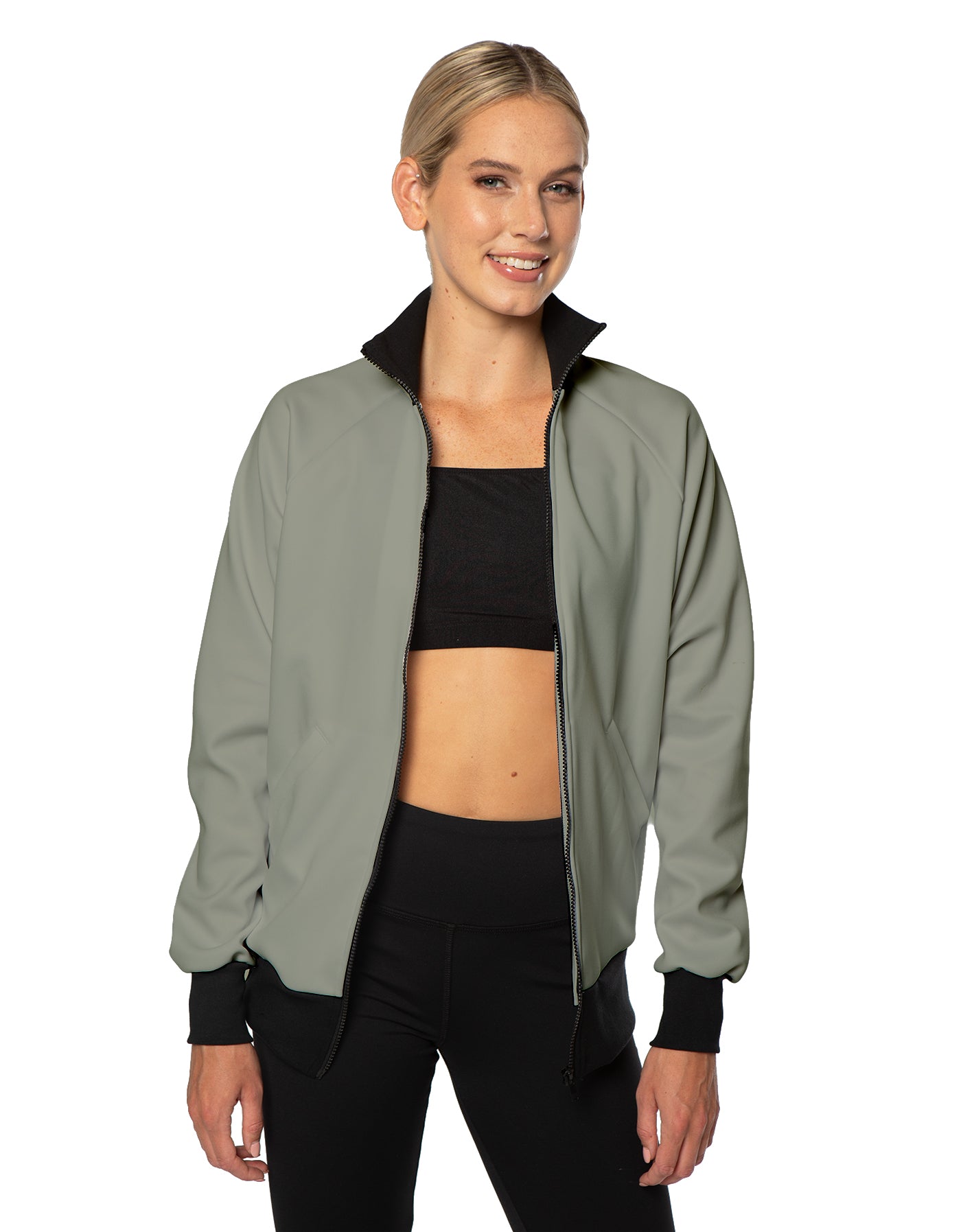 Solid Pique High Collar Jockey Jacket No Pocket