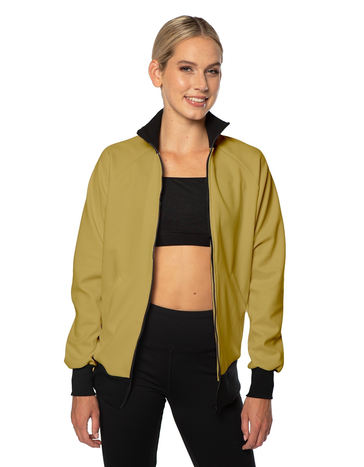 Solid Pique High Collar Jockey Jacket No Pocket