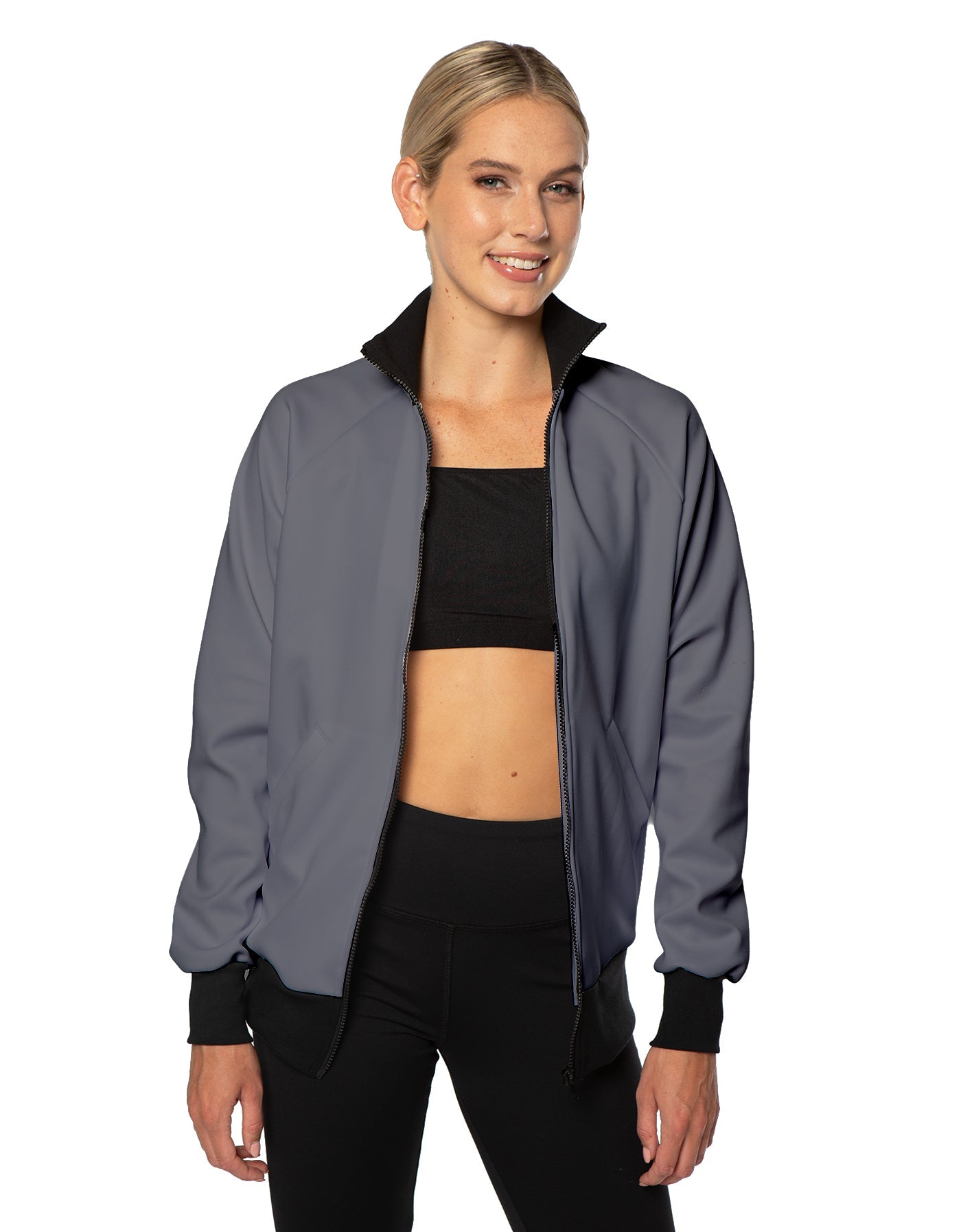 Solid Pique High Collar Jockey Jacket No Pocket