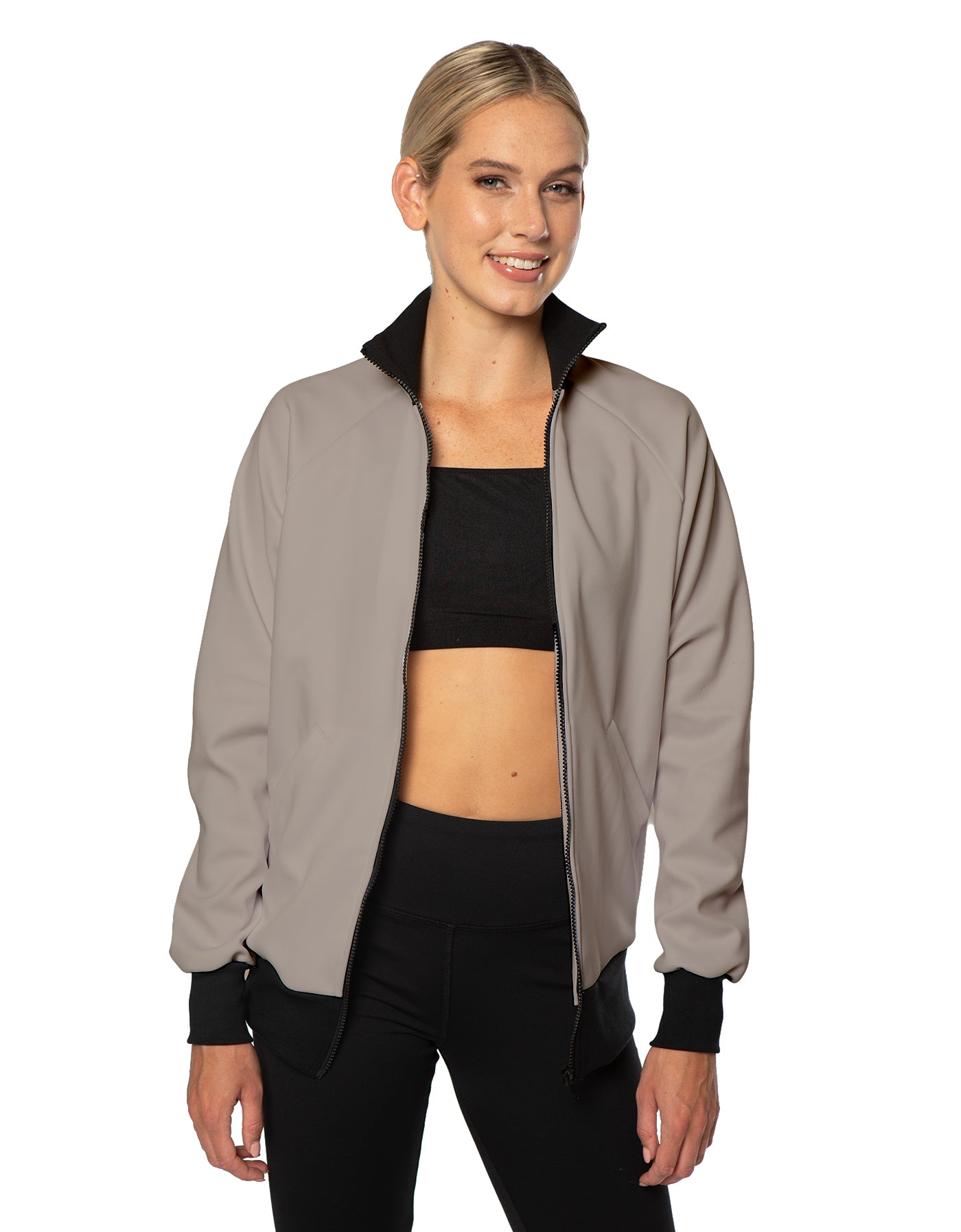Solid Pique High Collar Jockey Jacket No Pocket