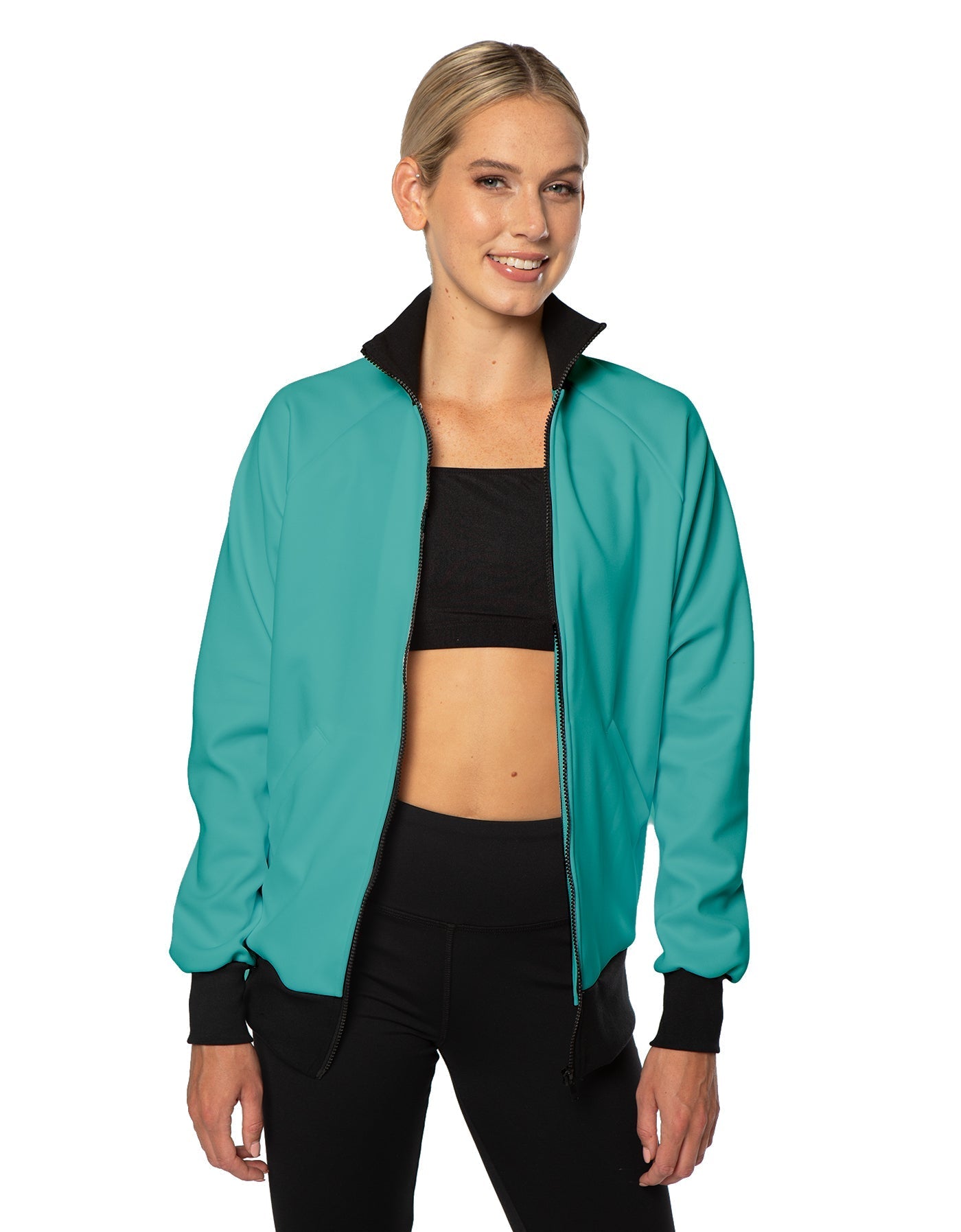 Solid Pique High Collar Jockey Jacket No Pocket