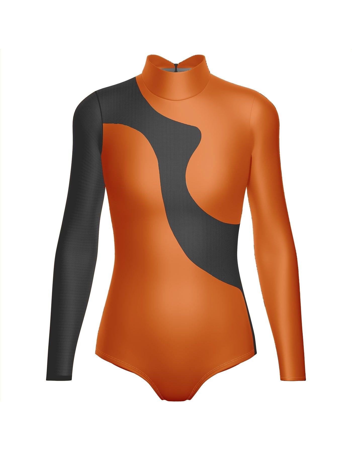 Solid Shadows Leotard with Mesh