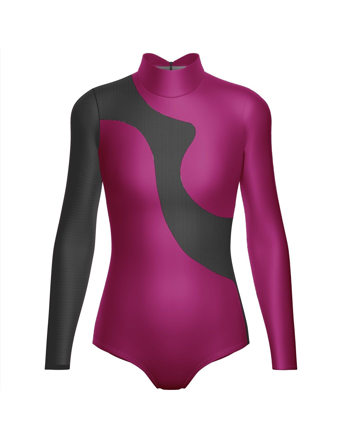 Solid Shadows Leotard with Mesh
