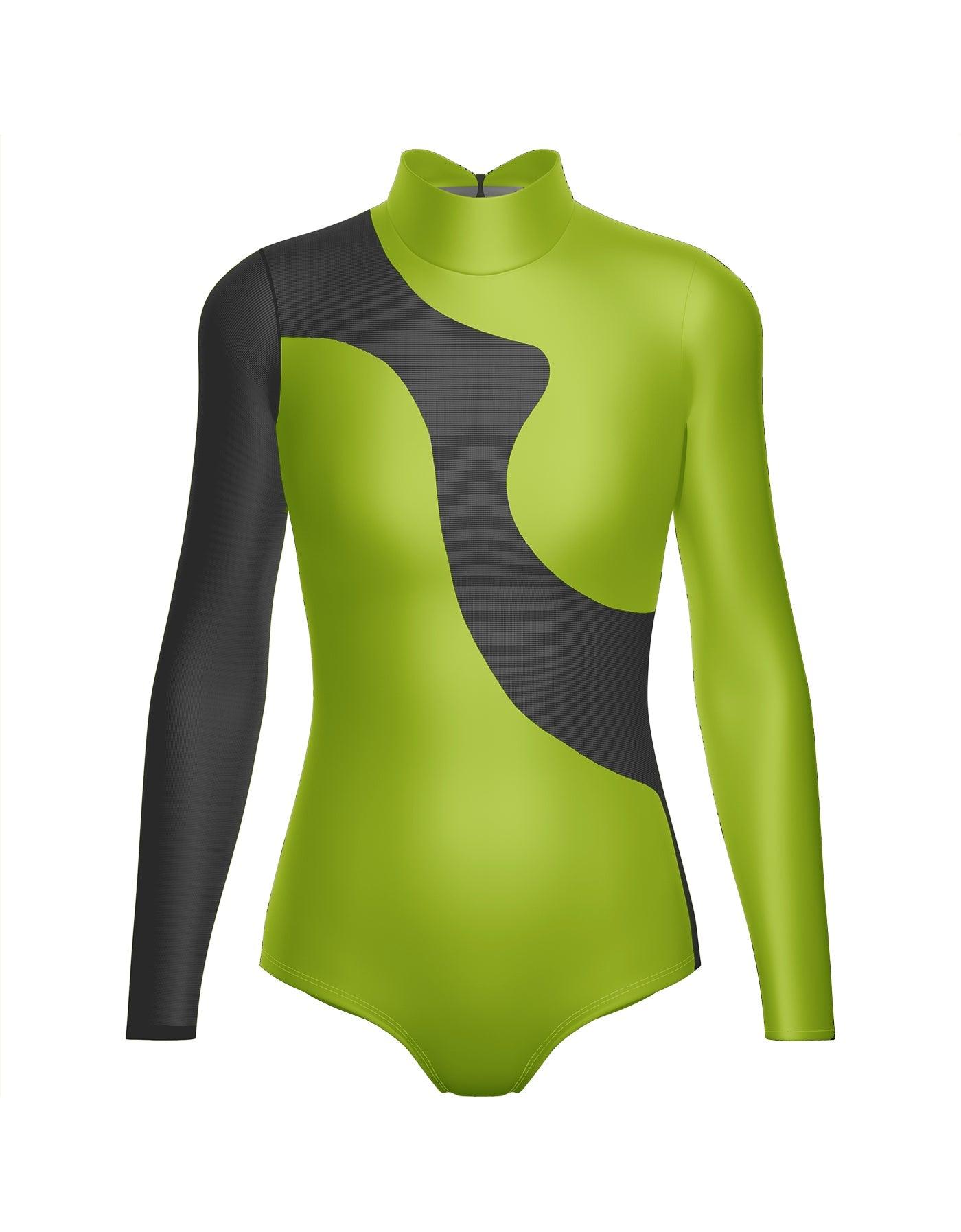 Solid Shadows Leotard with Mesh
