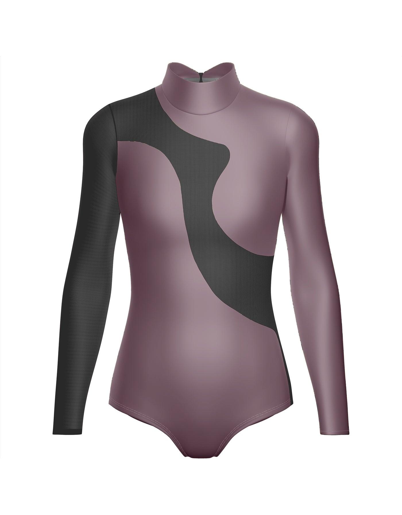 Solid Shadows Leotard with Mesh