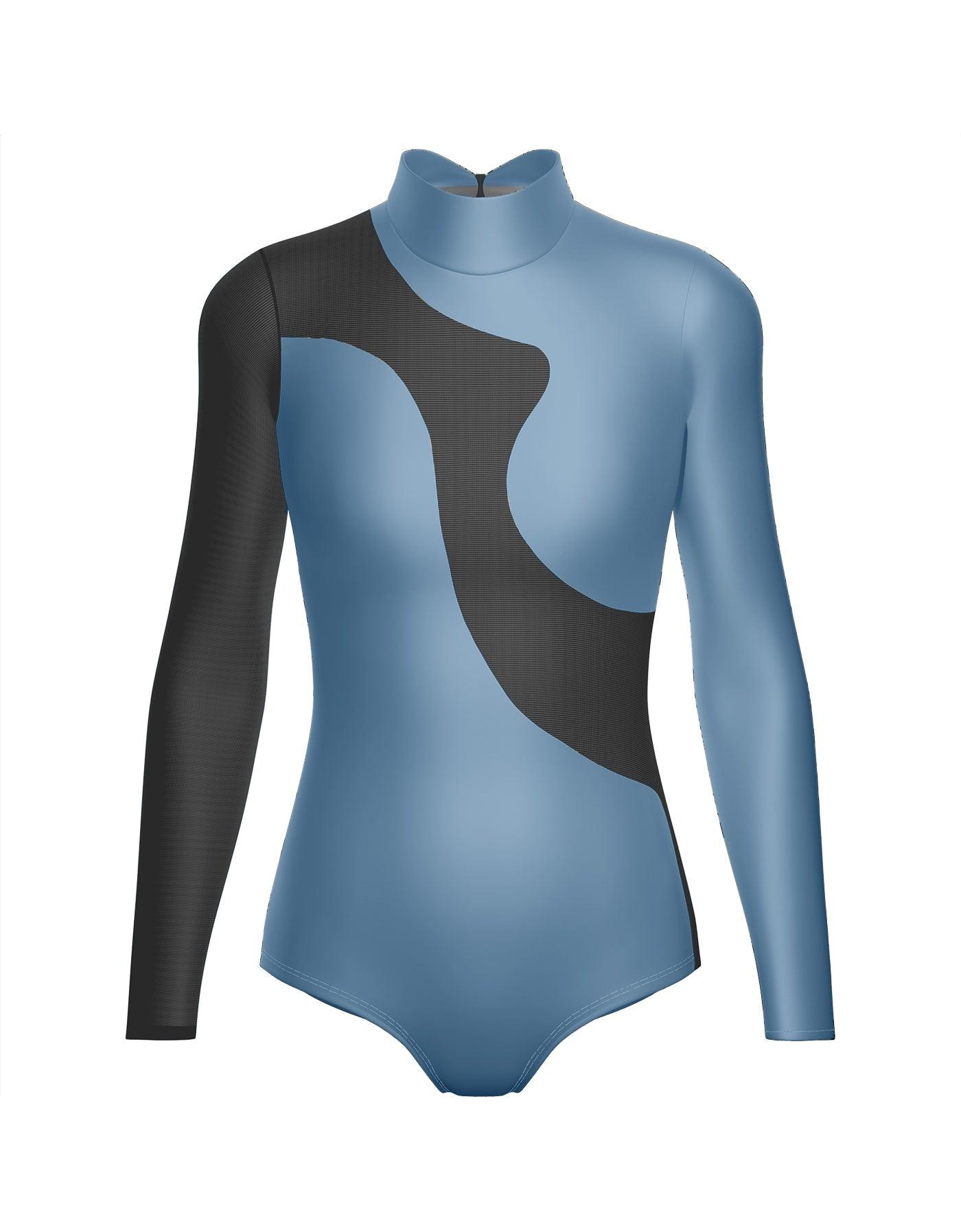 Solid Shadows Leotard with Mesh