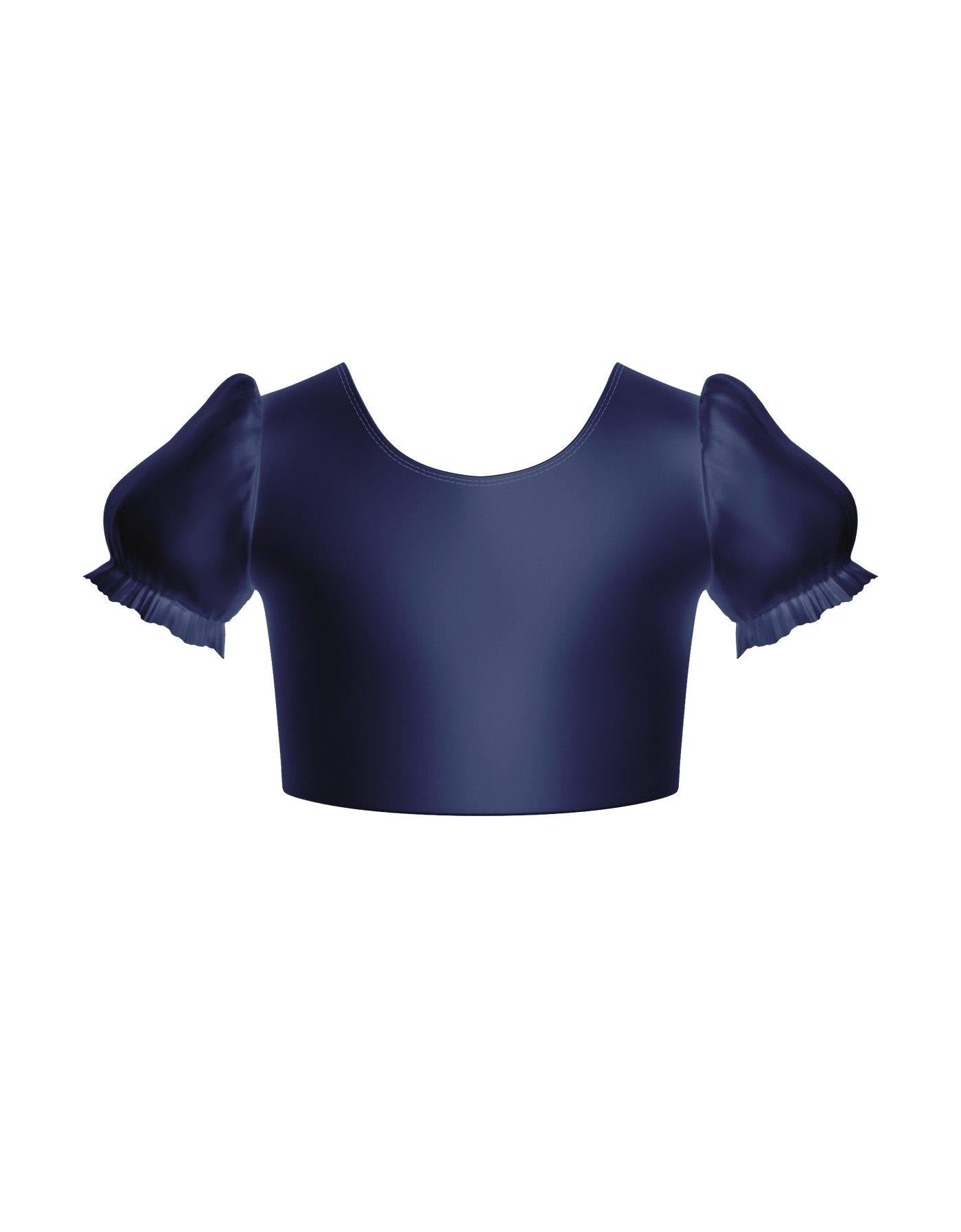 Solid Hologram Puff Sleeve Crop Top