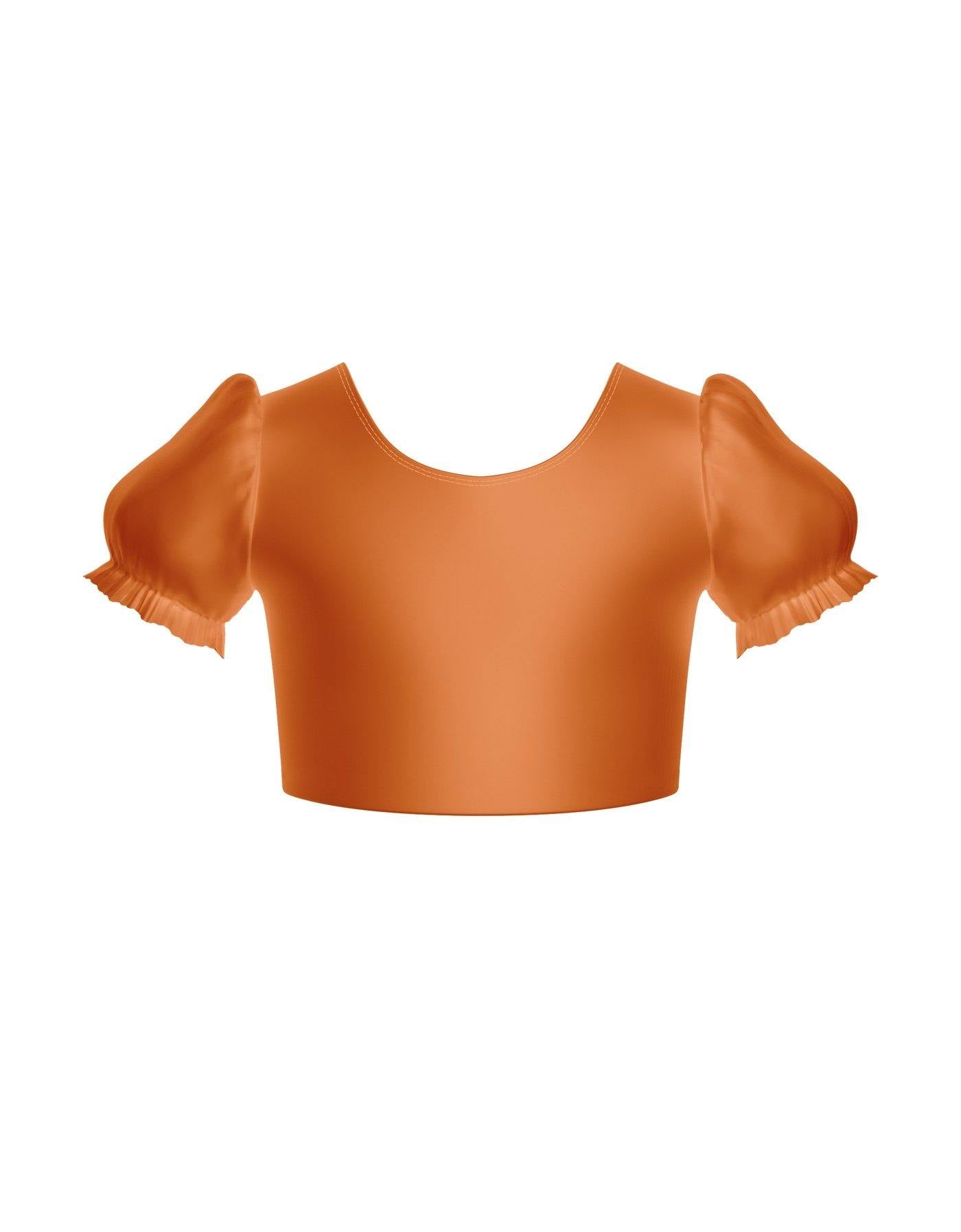 Solid Lycra Puff Sleeve Crop Top