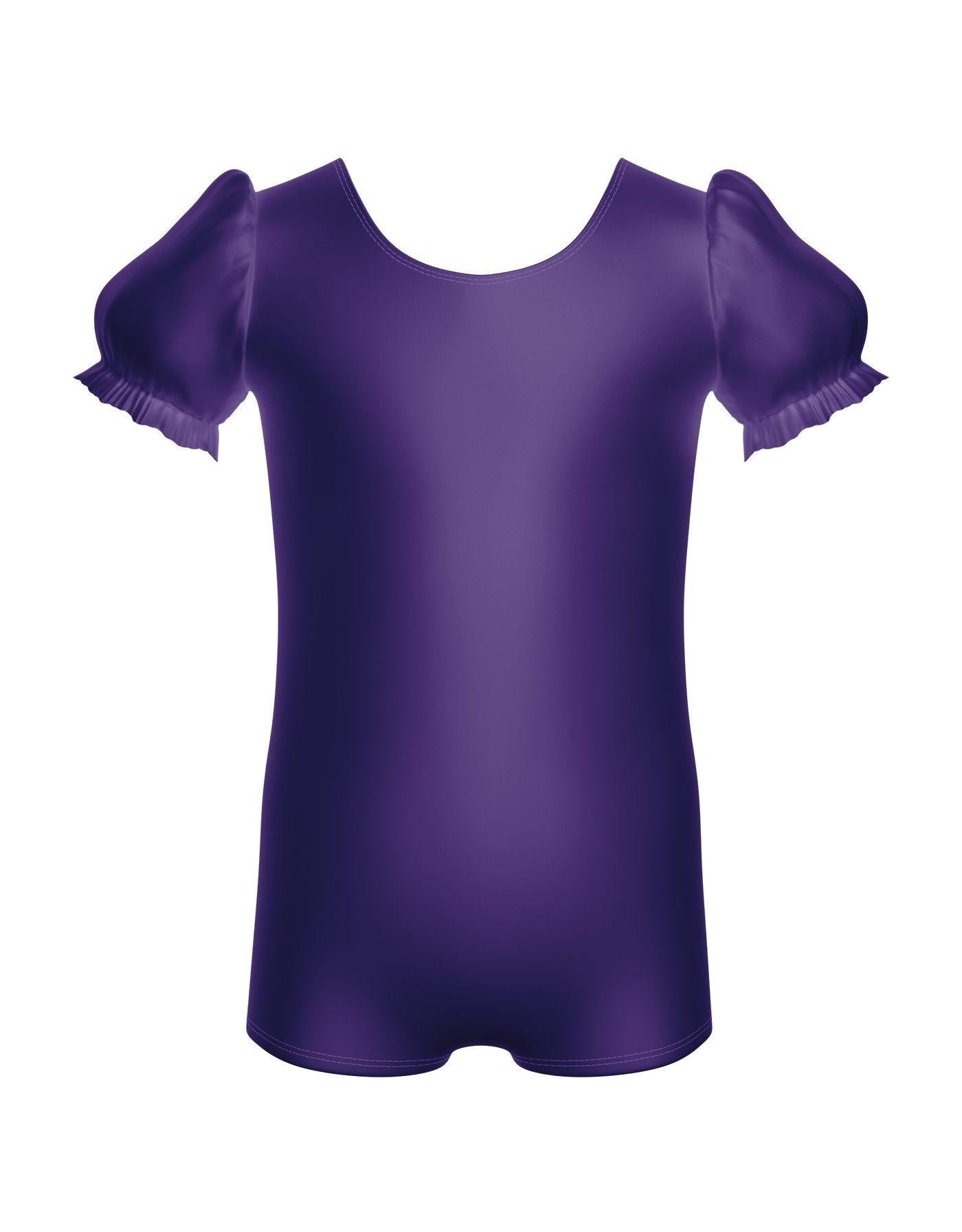 Solid Lycra Puff Sleeve Biketard