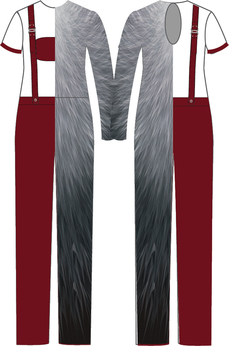 Custom Wharton Little Red Mens Round Neck Keyhole Half Short Half Long Sleeve Unitard with Straight Leg