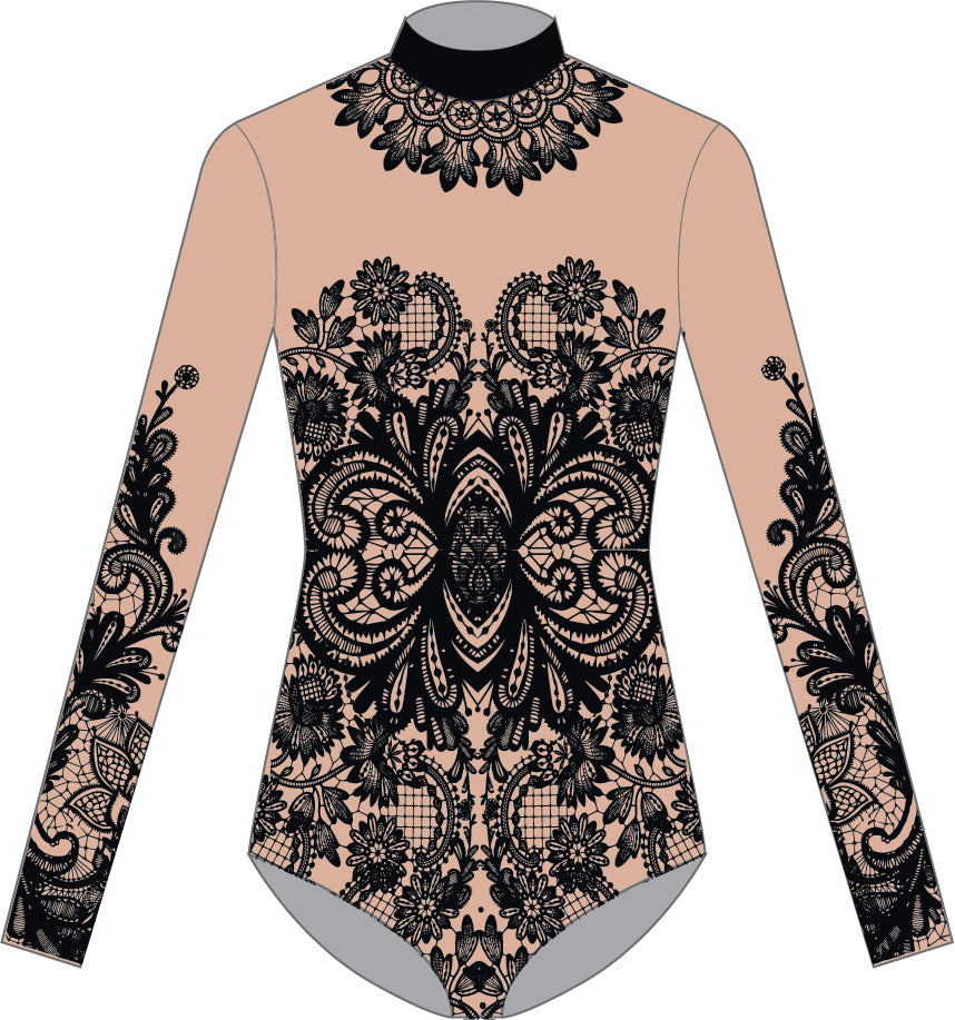Custom Vintage Art LS Tneck Keyhole Back Leotard