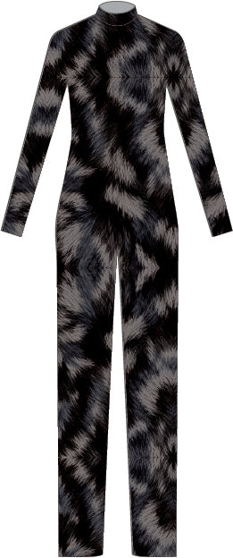 Custom Cats the Musical - Fur Texture Mens LS Tneck Zipper Back Straight Leg Unitard
