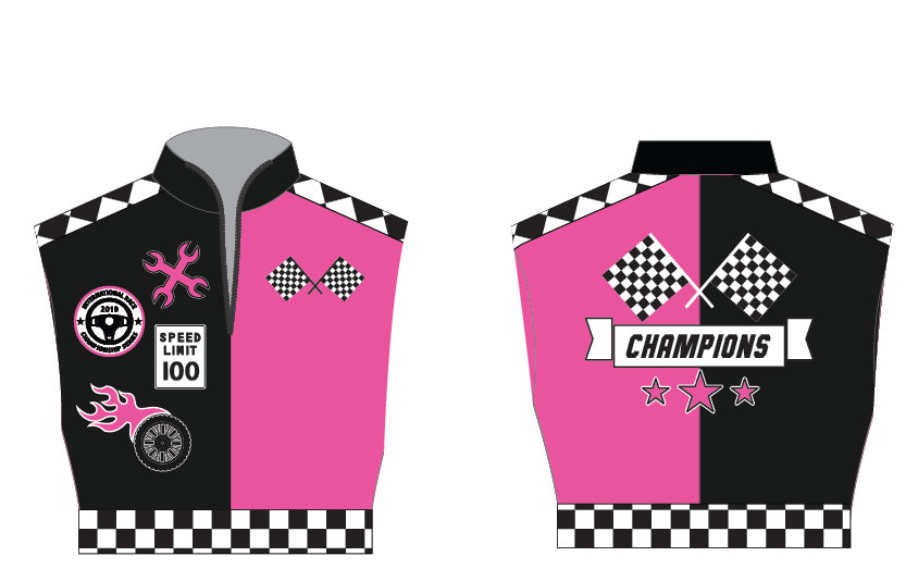 Custom Nascar Checkers Sleeveless Tneck Zipper Front Crop Top