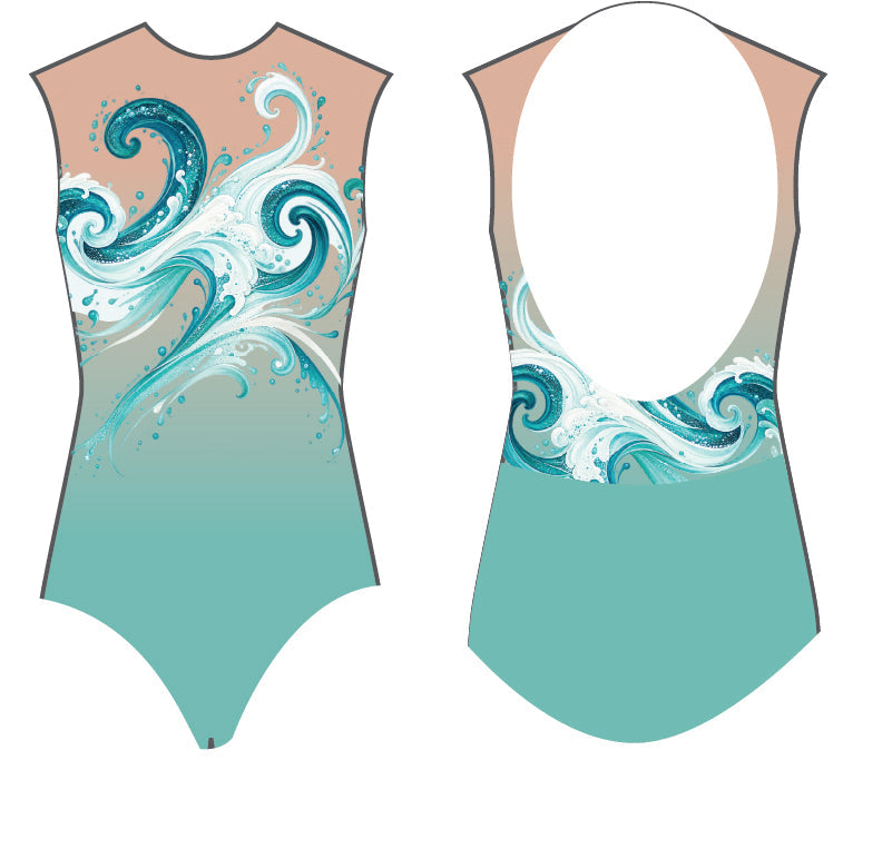 Custom Water Moana Sleeveless Open Back Leotard