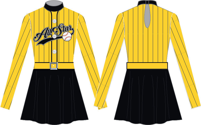 Custom Charlie Brown Baseball LS TNeck Keyhole Back Dress Straight Waist