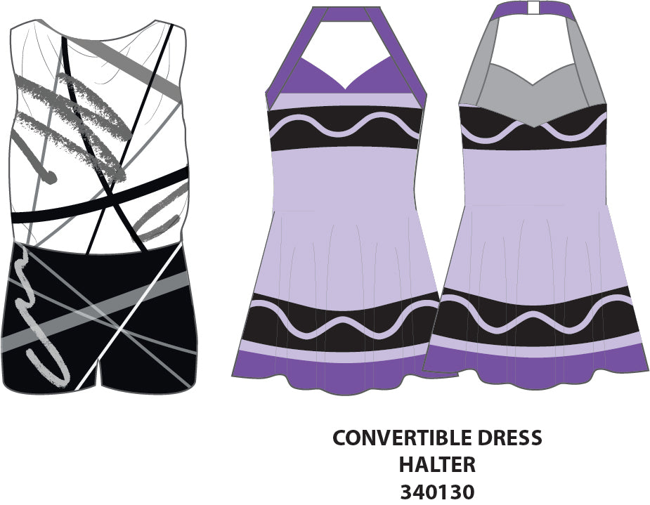 Crayons Convertible Halter Biketard Dress