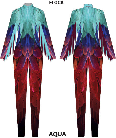 Flock LS Tneck Zipper Back Unitard