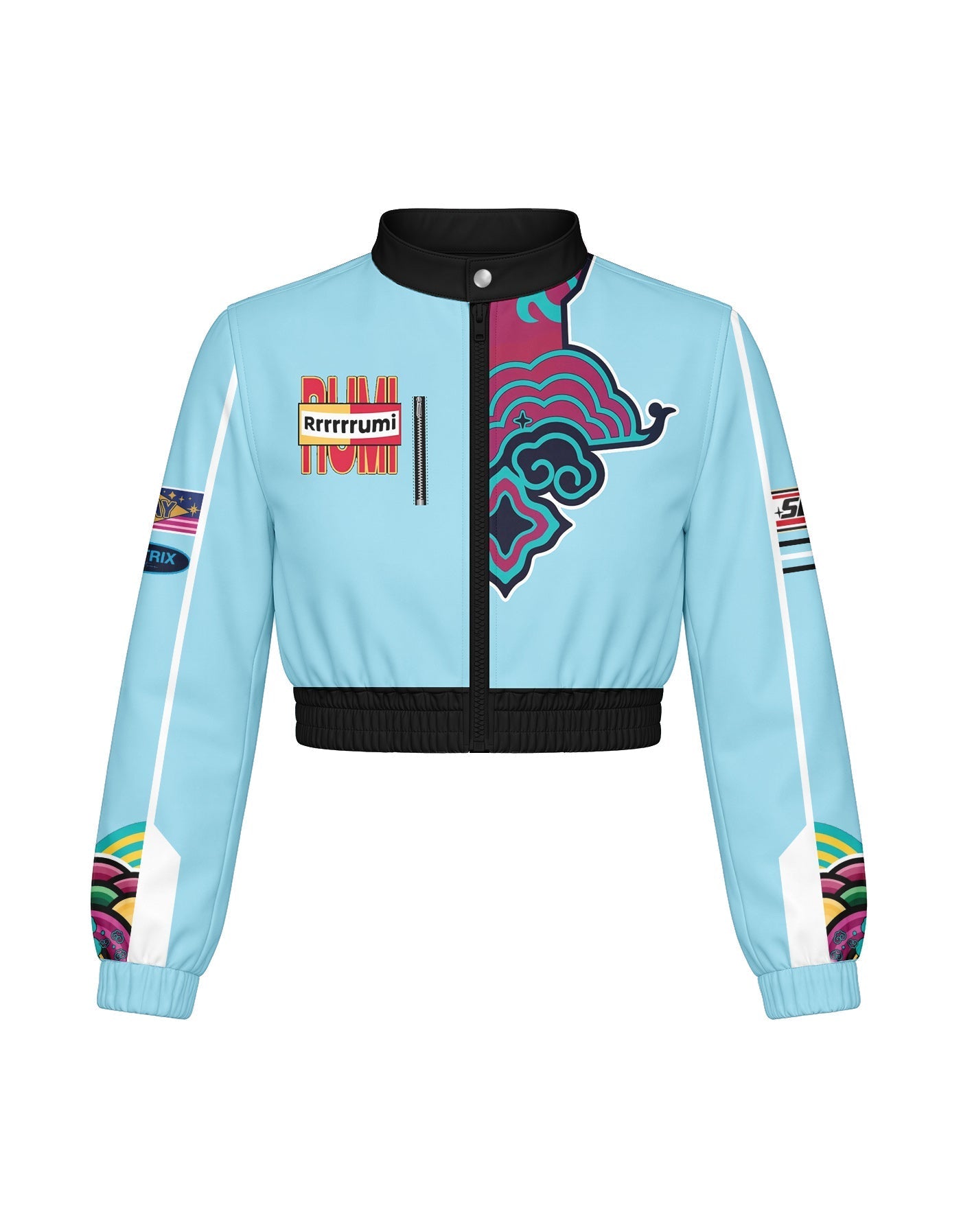 Demon Huntress Cropped Varsity Jacket Moto Collar