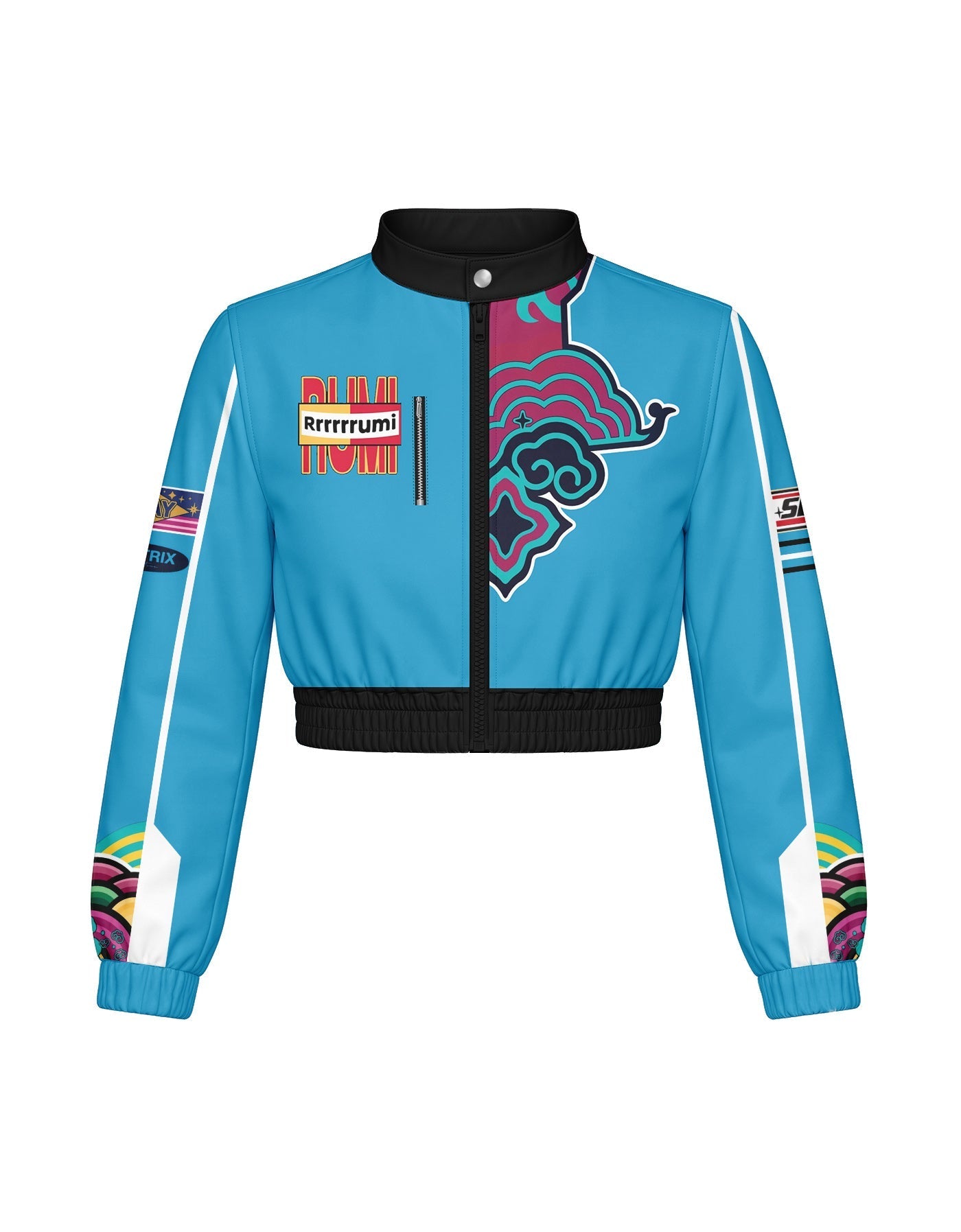 Demon Huntress Cropped Varsity Jacket Moto Collar