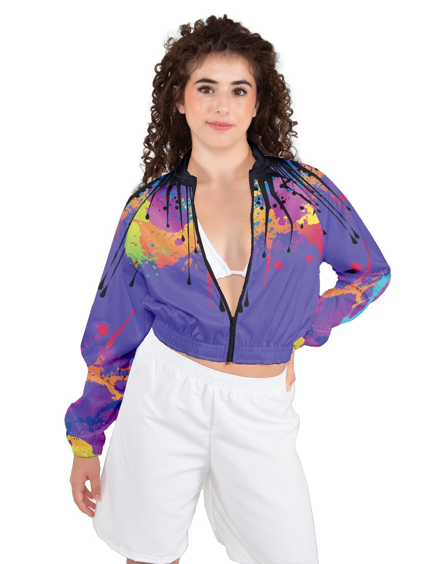Paint Splatter Cropped Jockey Jacket No Rib