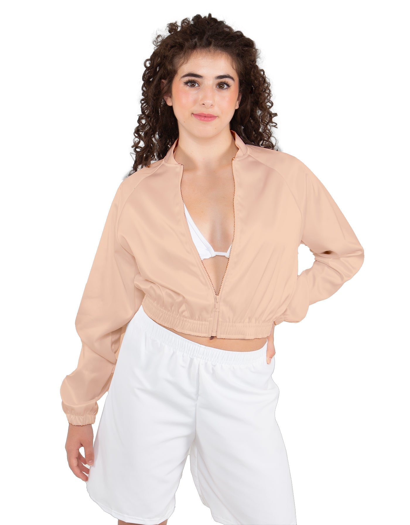 Solid Satin Cropped Jockey Jacket No Rib
