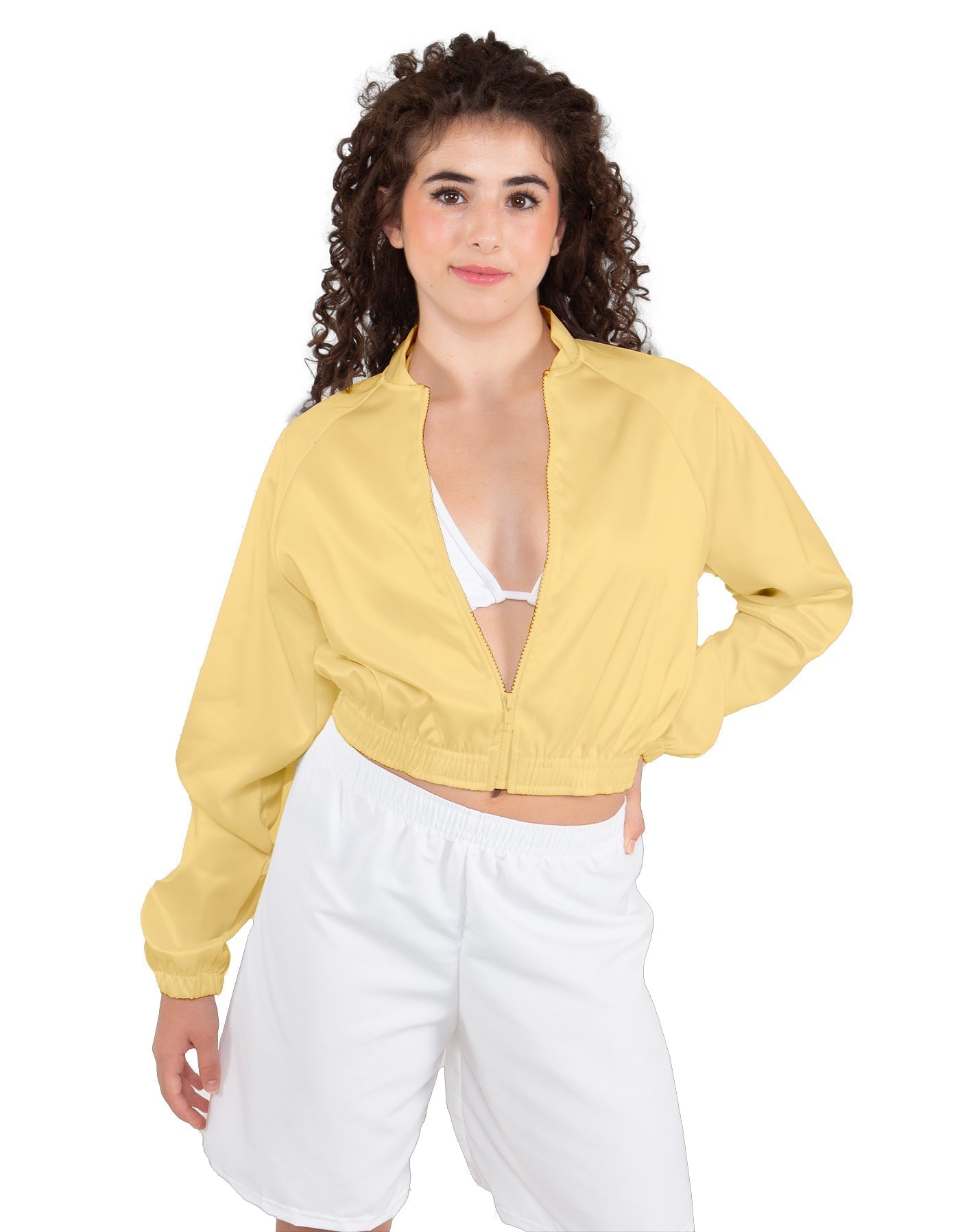 Solid Satin Cropped Jockey Jacket No Rib