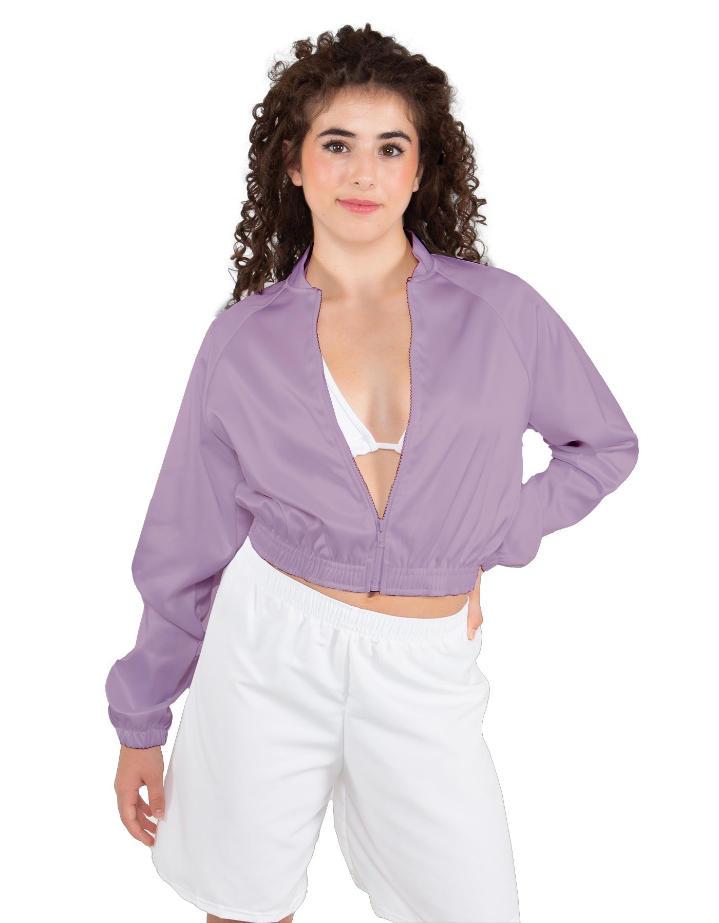 Solid Satin Cropped Jockey Jacket No Rib