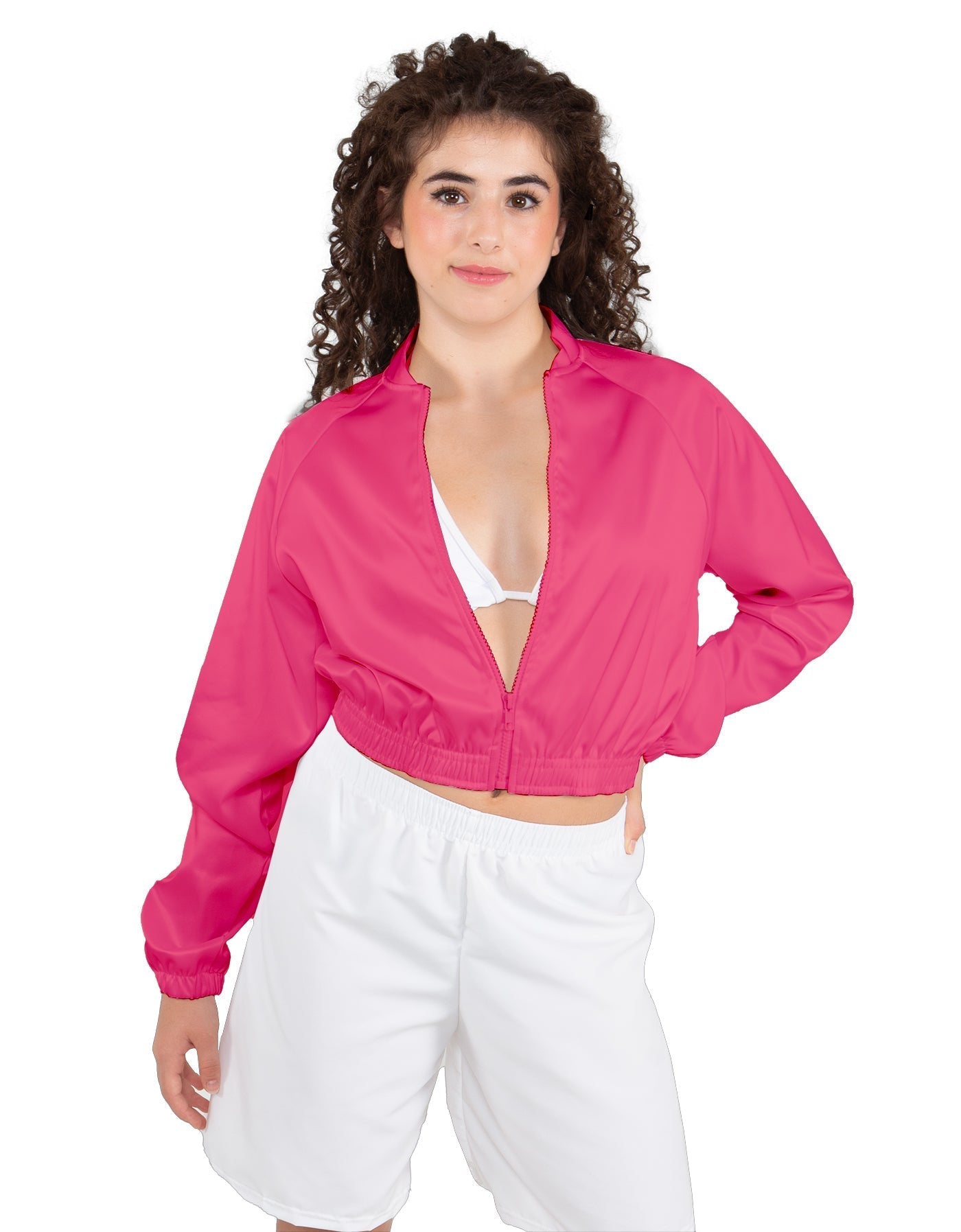 Solid Satin Cropped Jockey Jacket No Rib